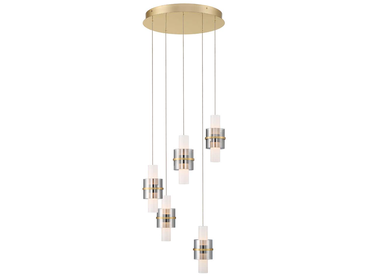 Eurofase Rola 10-Light Brushed Gold Glass LED Cylinder Pendant