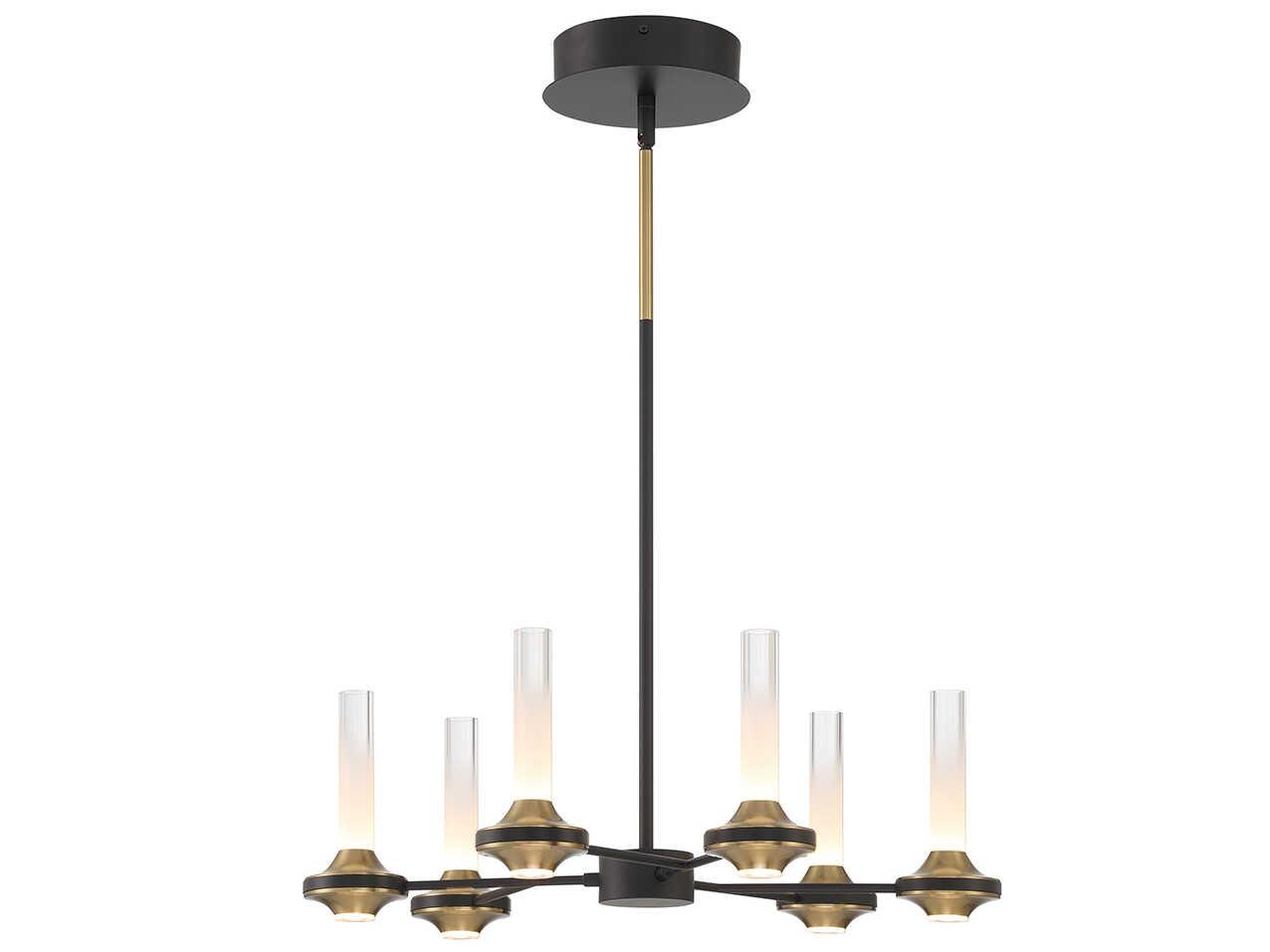 Eurofase Torcia 12-Light Black Brass Glass LED Cylinder Chandelier