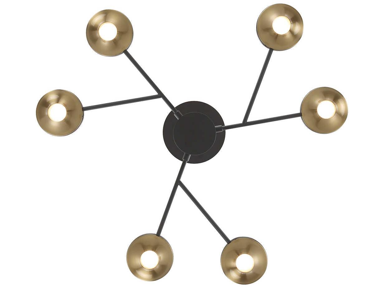 Eurofase Torcia 12-Light Black Brass Glass LED Cylinder Chandelier