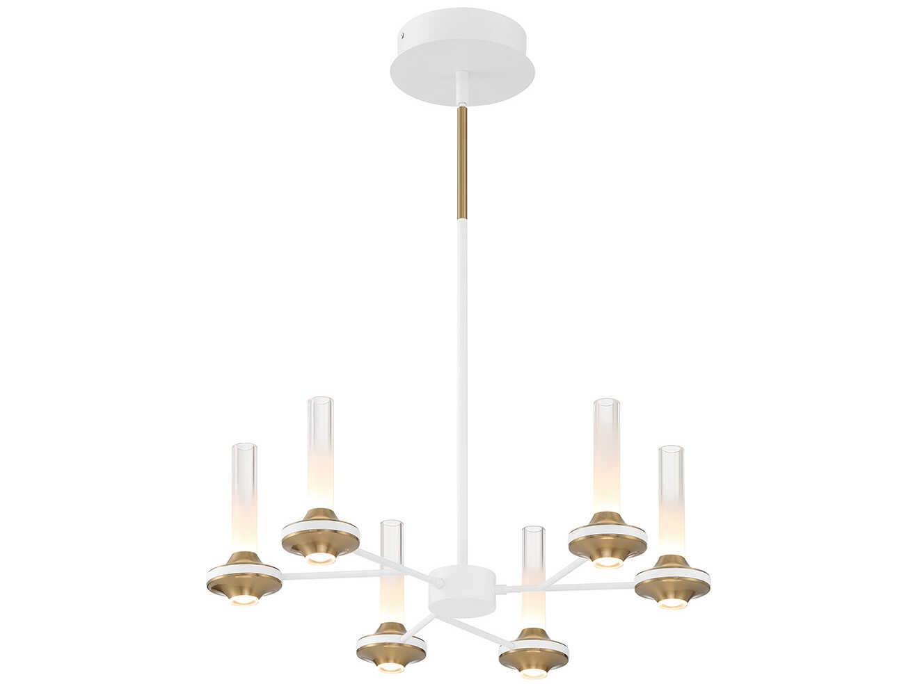 Eurofase Torcia 12-Light White Brass Glass LED Cylinder Chandelier