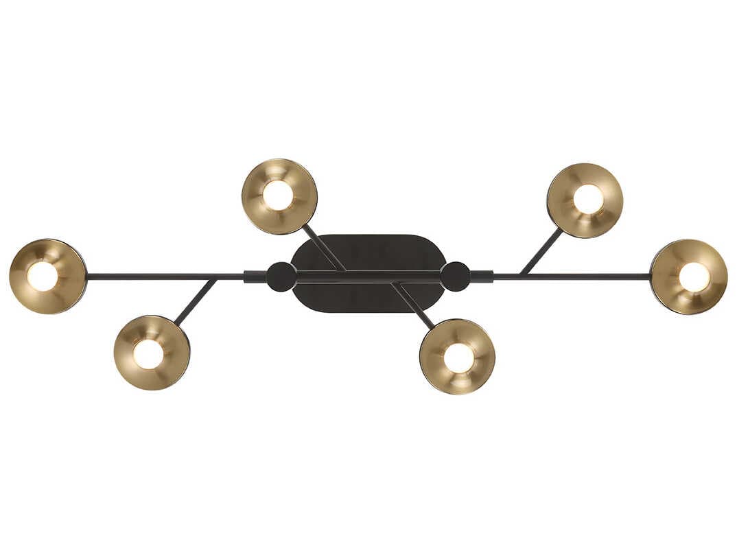 Eurofase Torcia 12-Light Black Brass Glass LED Cylinder Linear Island Pendant