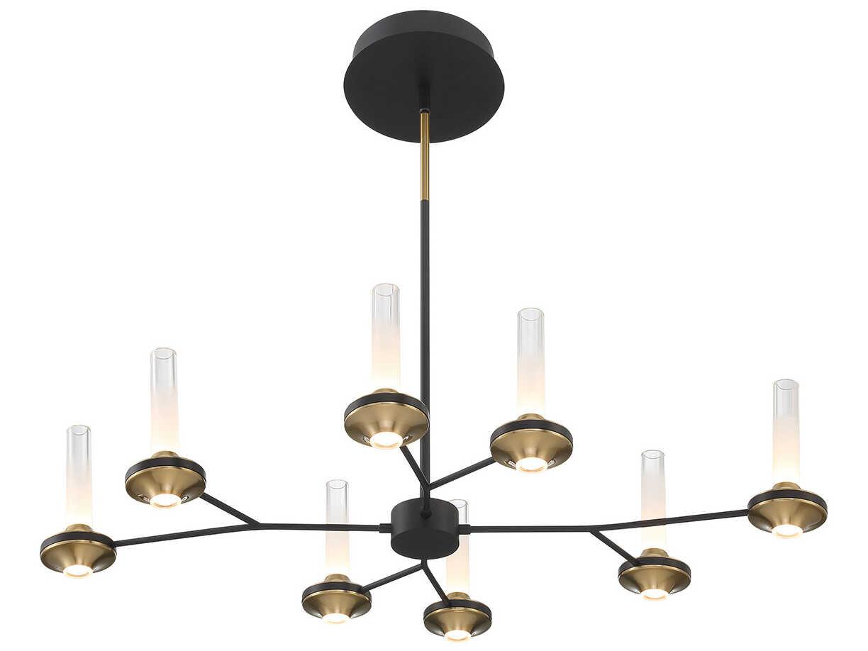 Eurofase Torcia 16-Light6-Light Black Brass Glass LED Cylinder Chandelier