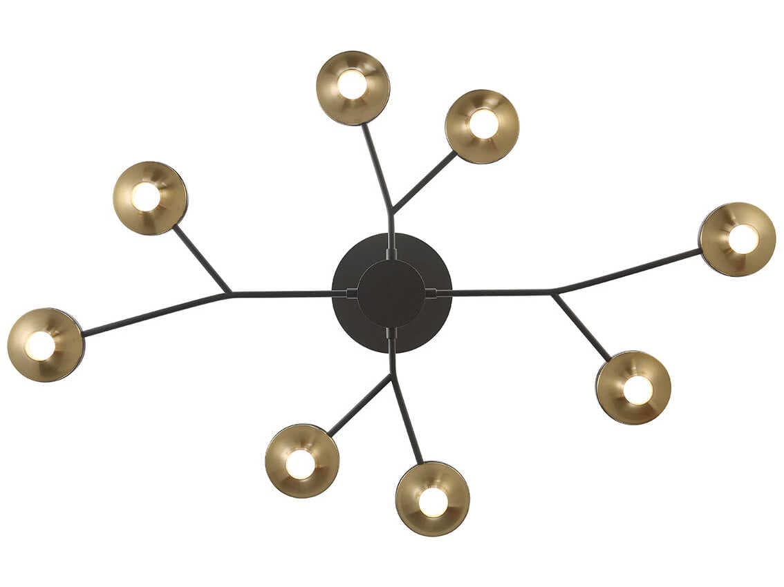 Eurofase Torcia 16-Light6-Light Black Brass Glass LED Cylinder Chandelier