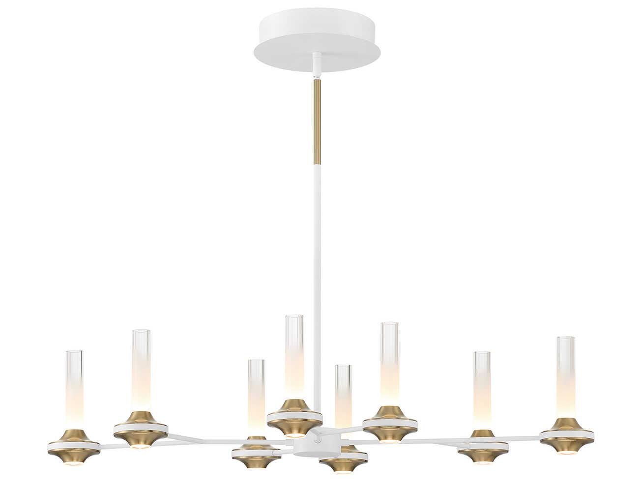 Eurofase Torcia 16-Light6-Light White Brass Glass LED Cylinder Chandelier