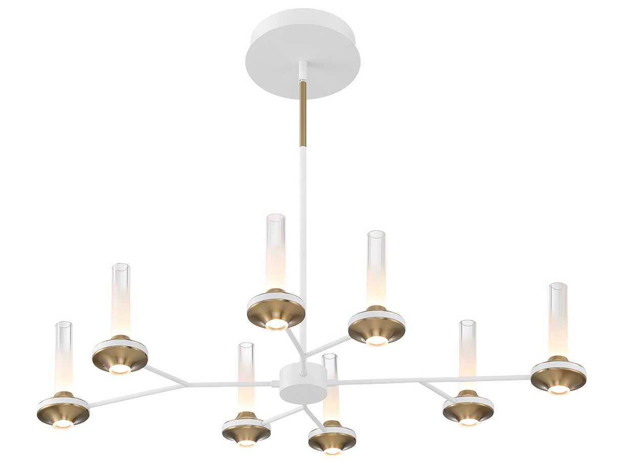 Eurofase Torcia 16-Light6-Light White Brass Glass LED Cylinder Chandelier