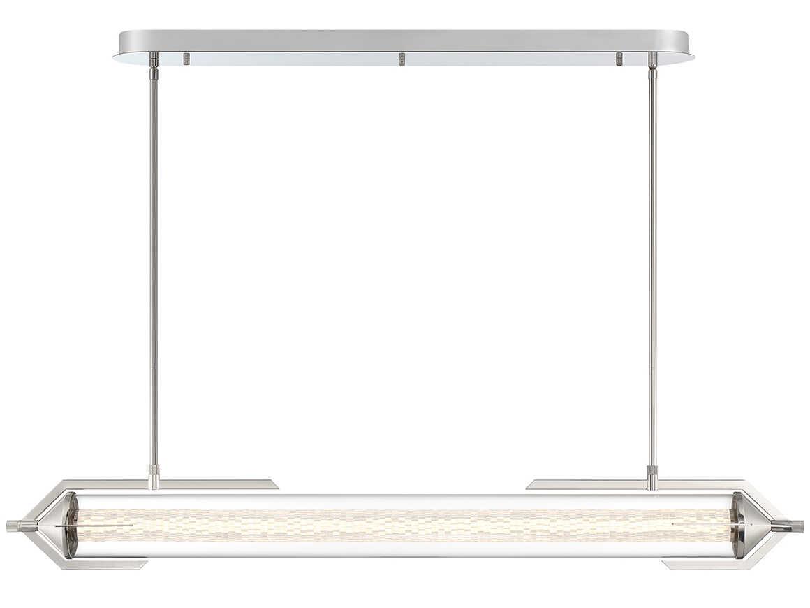 Eurofase Espada 1-Light Polished Nickel Crystal Glass Linear Island Pendant