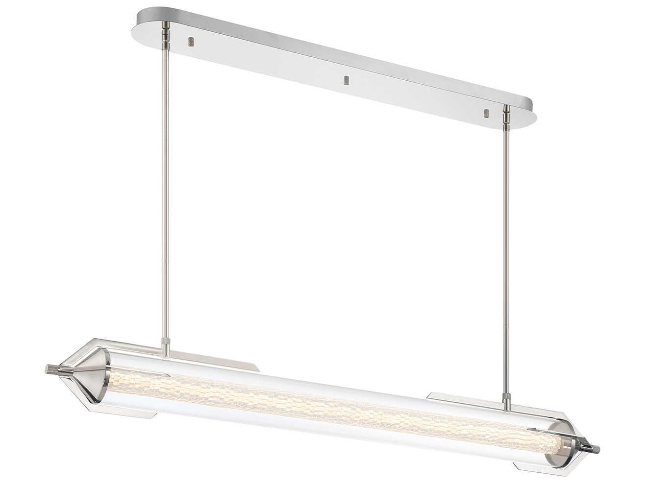 Eurofase Espada 1-Light Polished Nickel Crystal Glass Linear Island Pendant