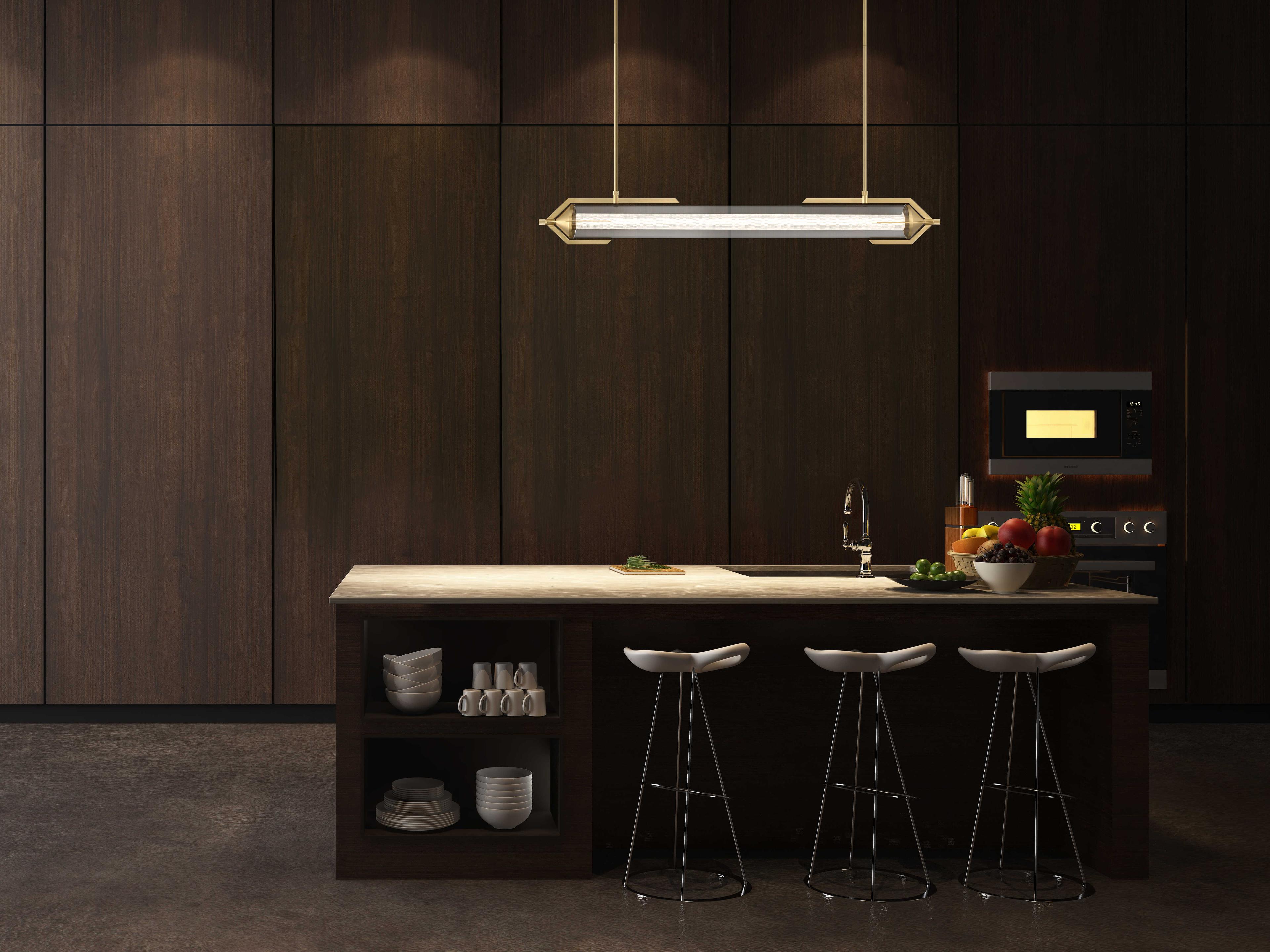 Eurofase Espada 1-Light Gold Crystal Glass Linear Island Pendant