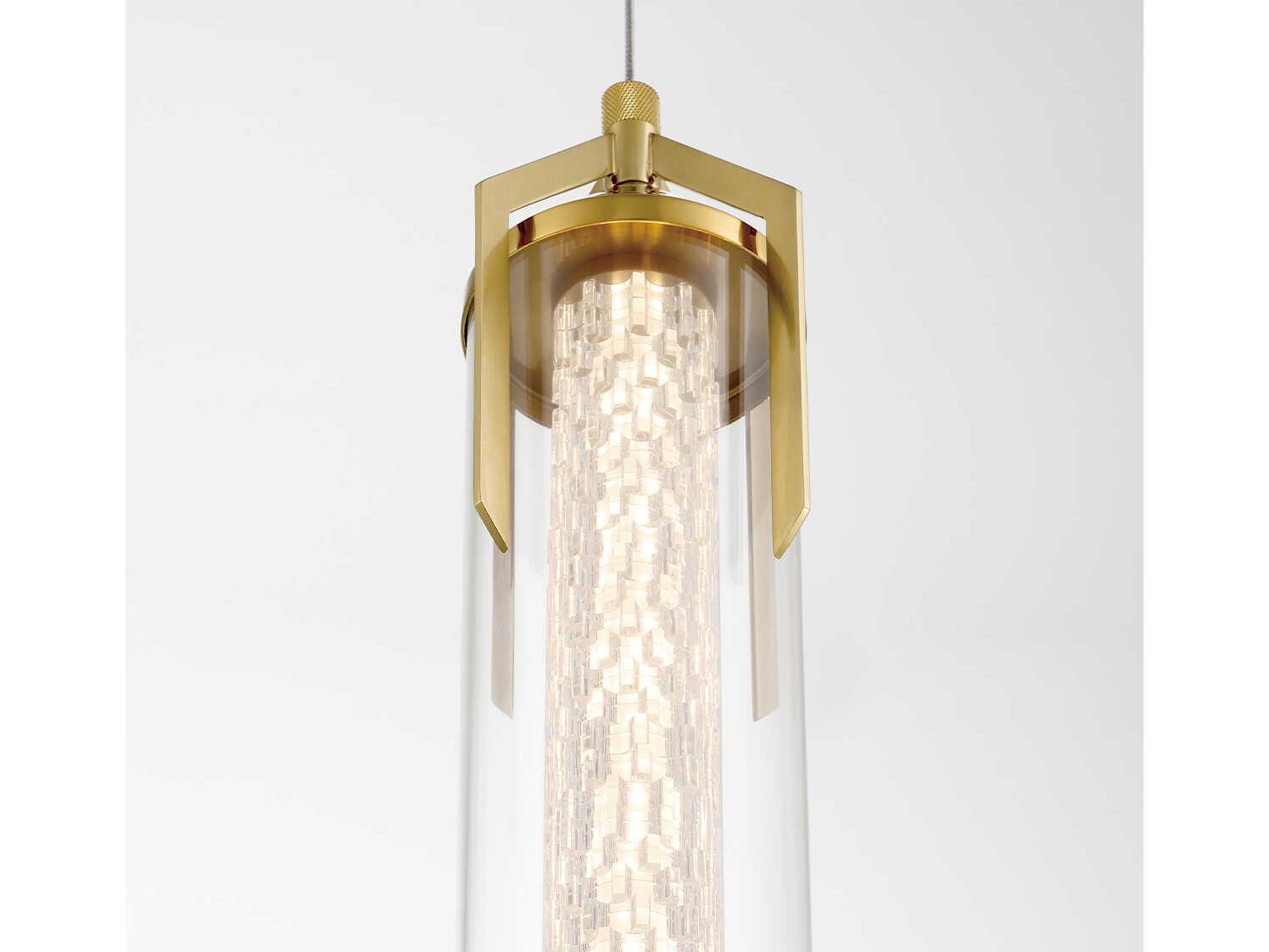 Eurofase Espada 1-Light Gold Crystal Glass Cylinder Mini Pendant