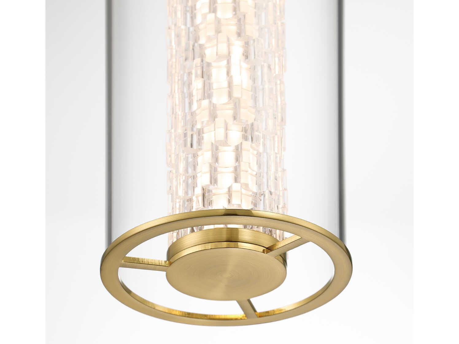 Eurofase Espada 1-Light Gold Crystal Glass Cylinder Mini Pendant