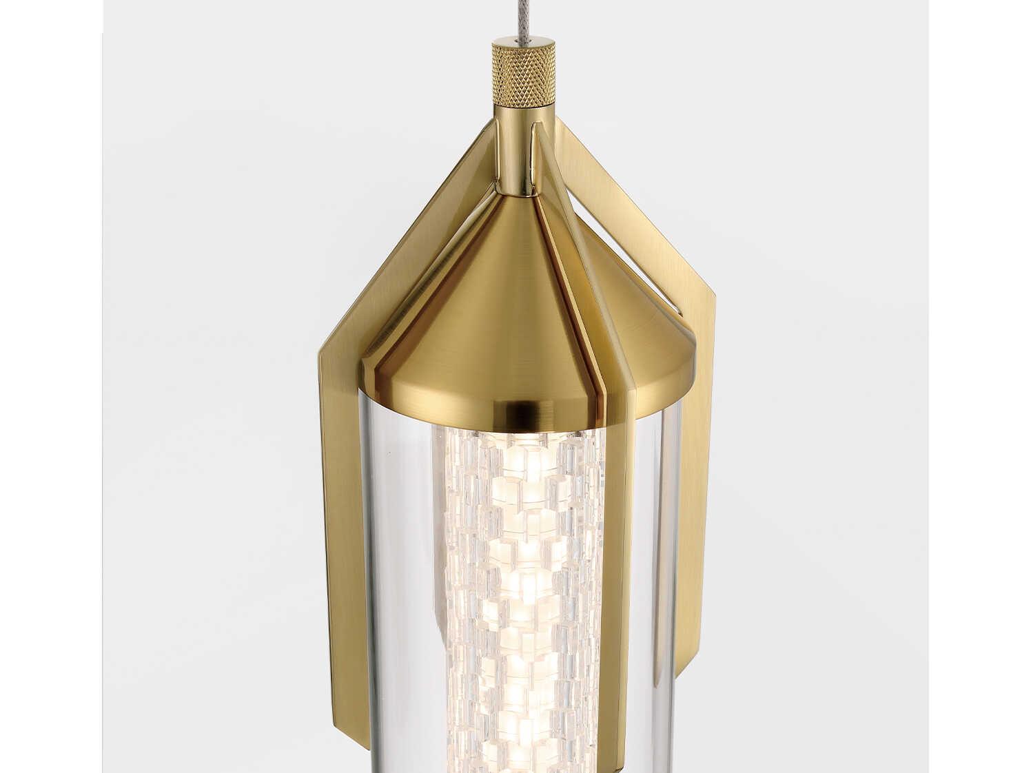 Eurofase Espada 1-Light Gold Crystal Glass Cylinder Mini Pendant