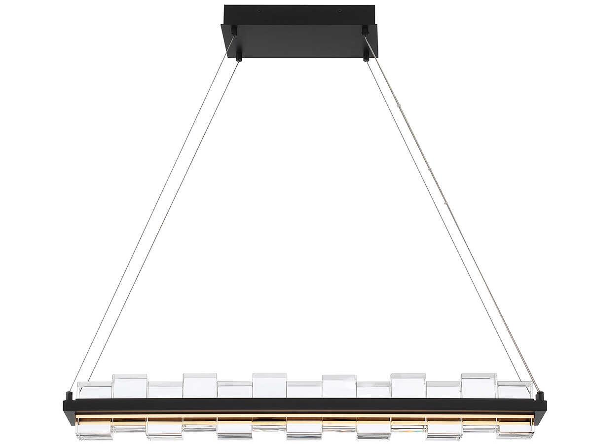 Eurofase Bruco 2-Light Black Glass LED Geometric Linear Island Pendant