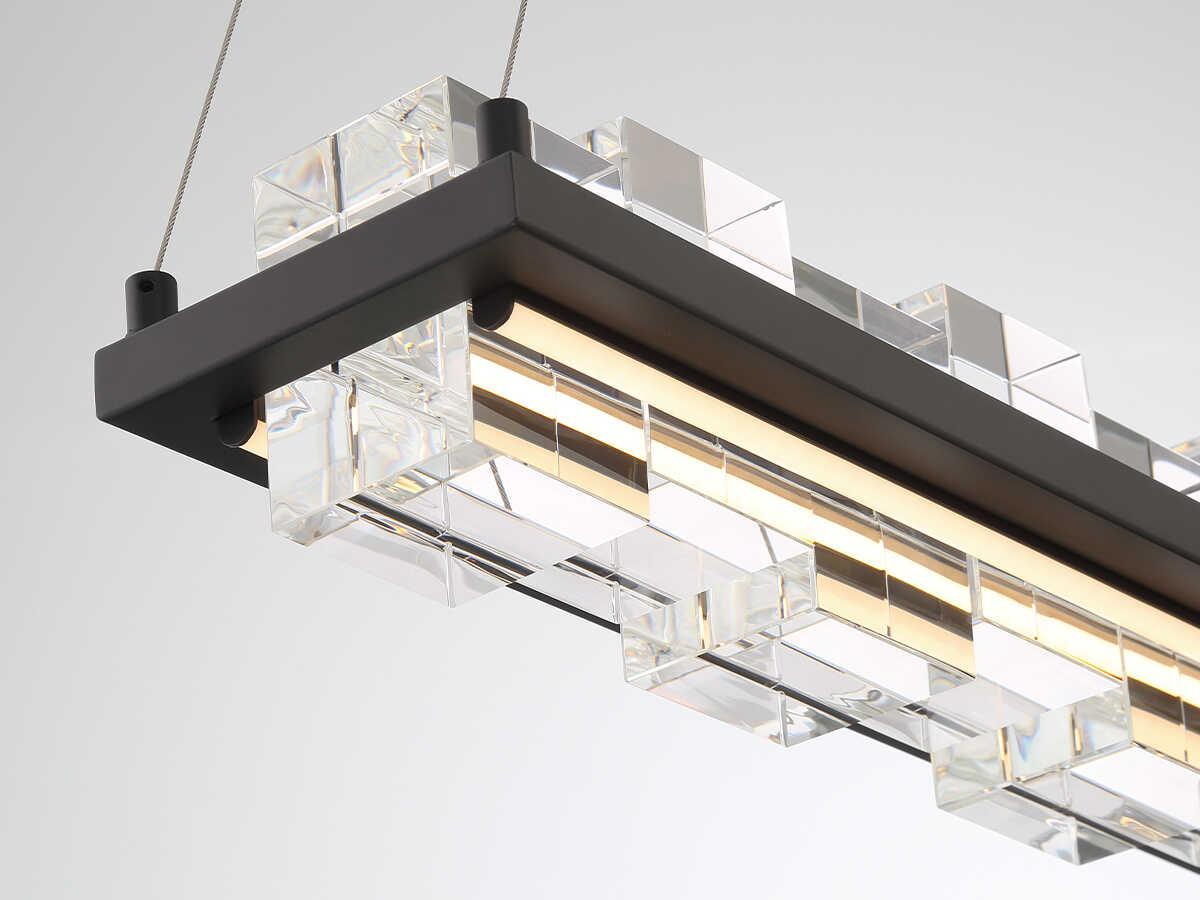 Eurofase Bruco 2-Light Black Glass LED Geometric Linear Island Pendant