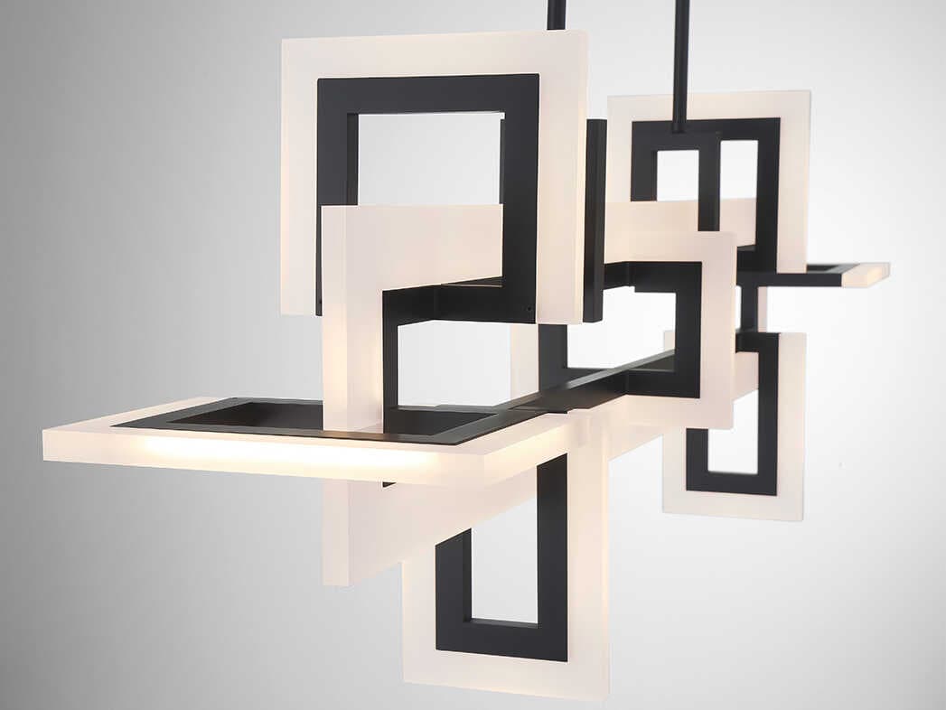 Eurofase Inizio 1-Light Black LED Geometric Linear Island Pendant