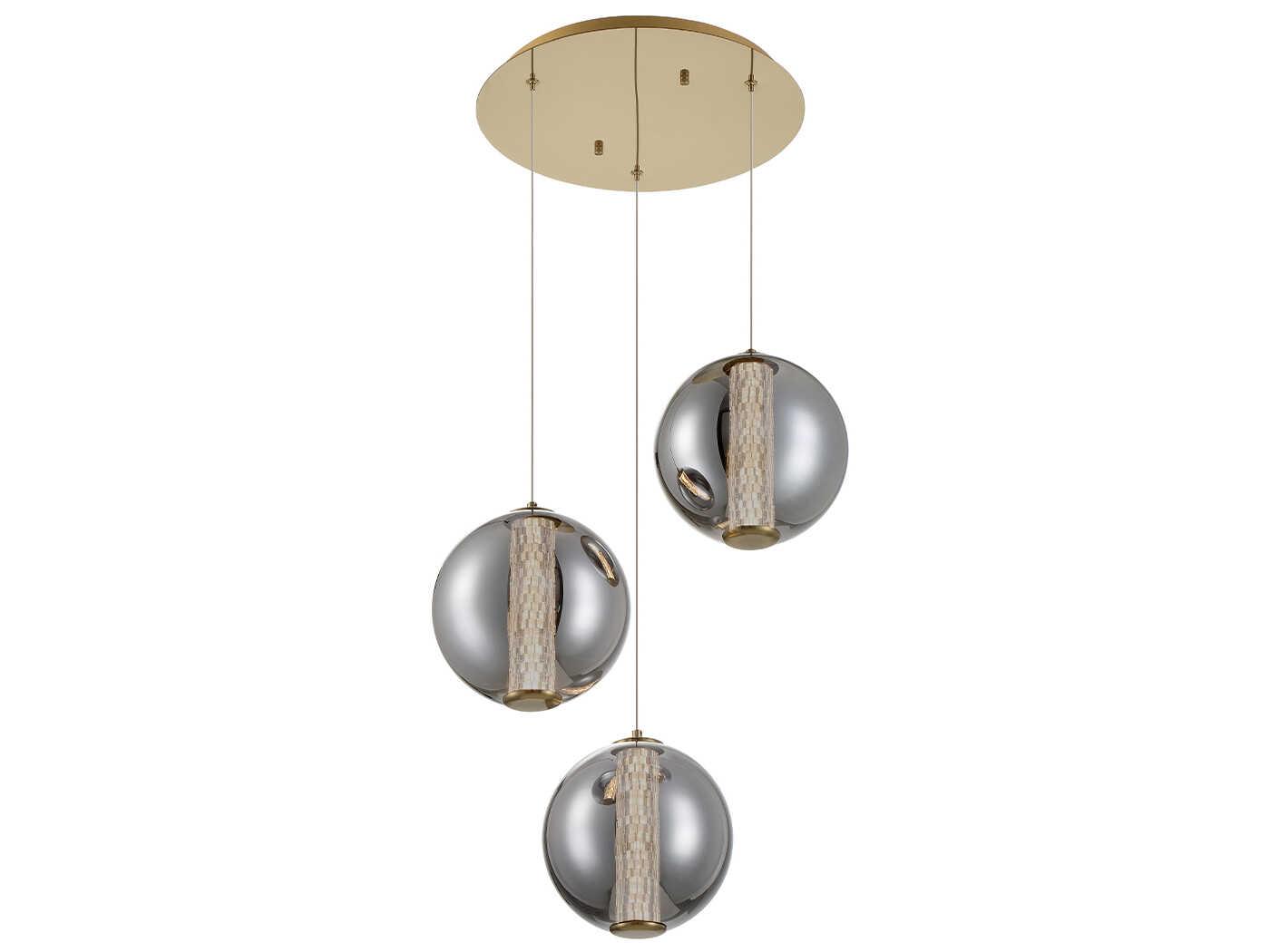 Eurofase Atomo 3-Light Gold Crystal Glass Globe Pendant