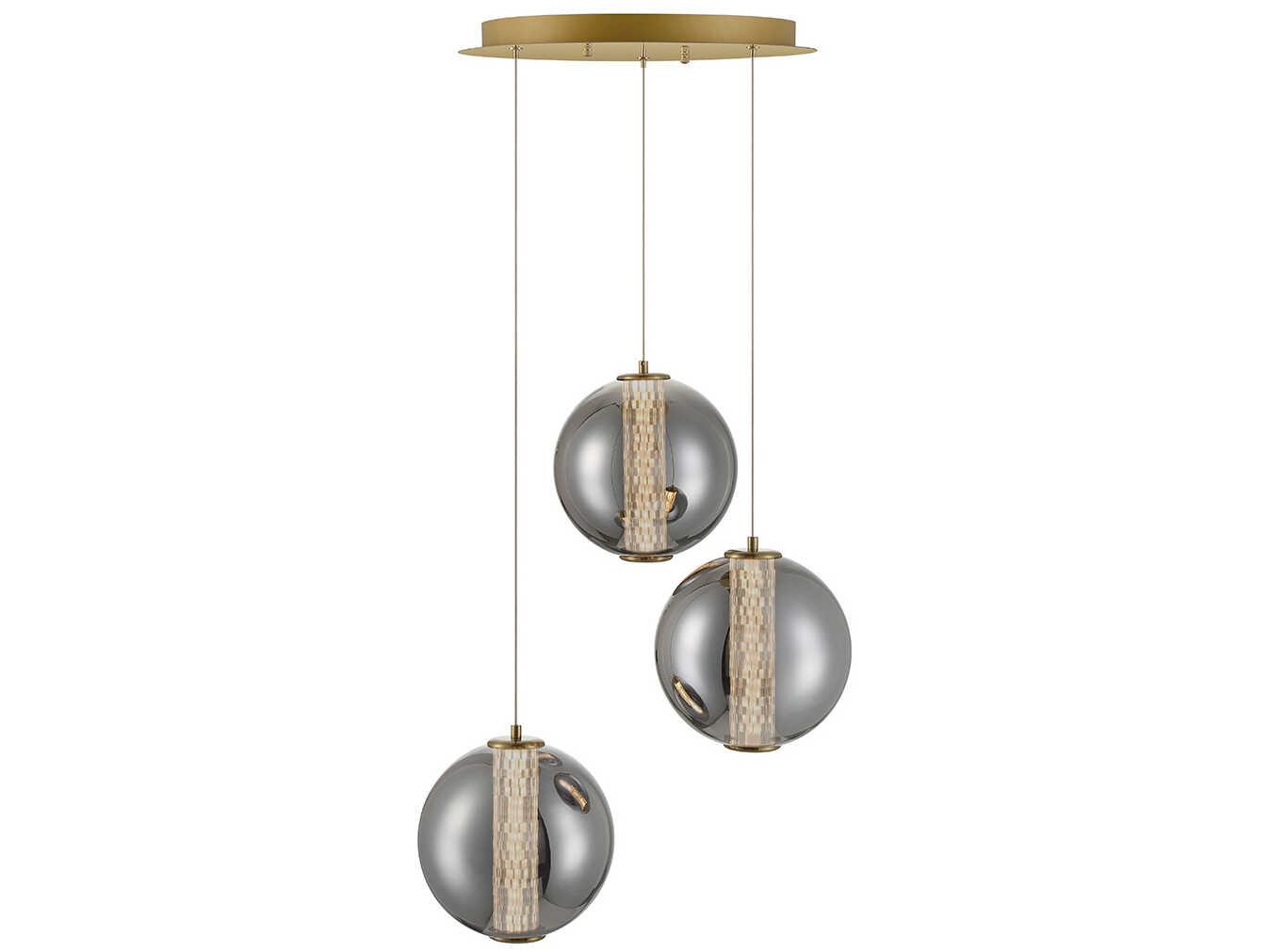Eurofase Atomo 3-Light Gold Crystal Glass Globe Pendant