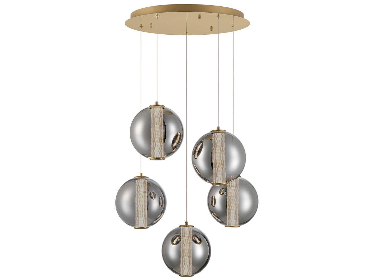 Eurofase Atomo 5-Light Gold Crystal Glass Globe Pendant