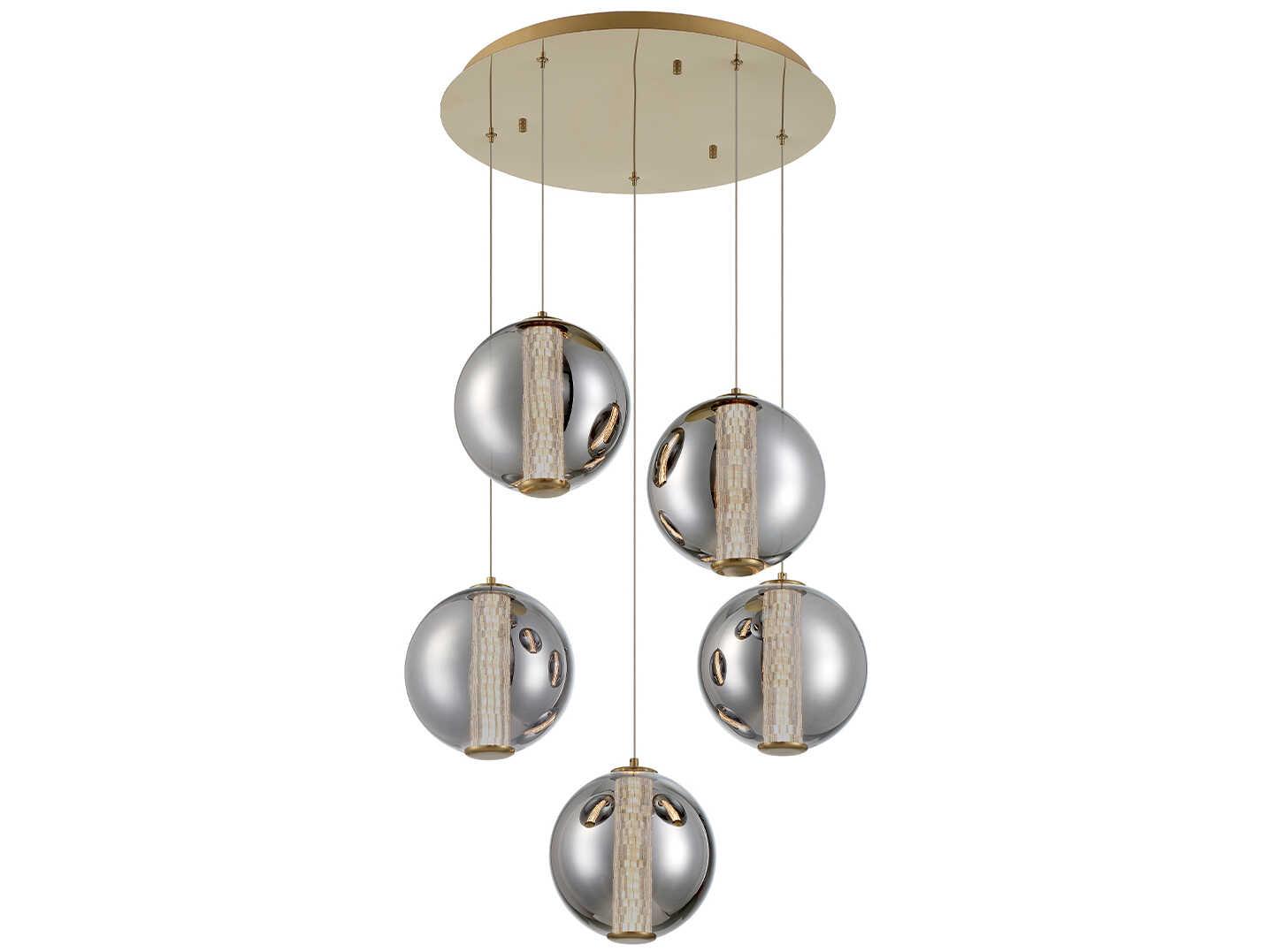 Eurofase Atomo 5-Light Gold Crystal Glass Globe Pendant