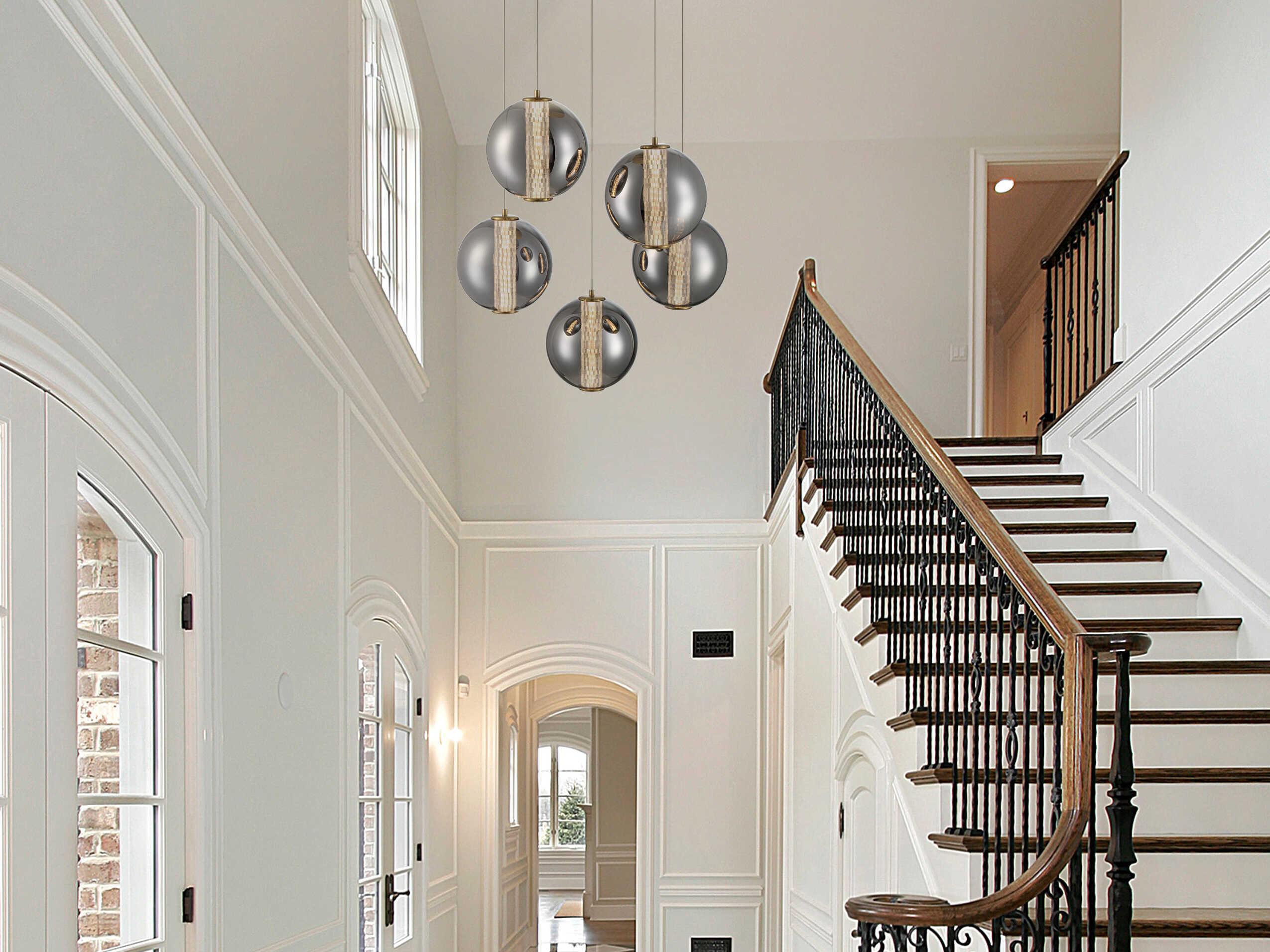 Eurofase Atomo 5-Light Gold Crystal Glass Globe Pendant