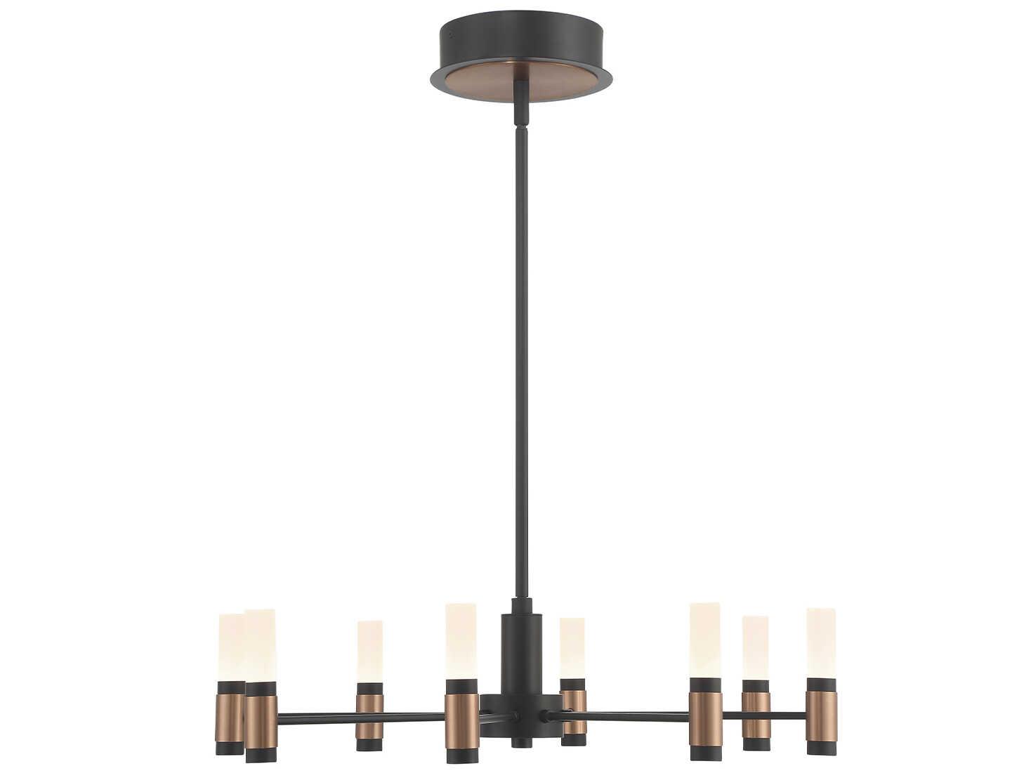 Eurofase Albany 8-Light Black Brass LED Cylinder Chandelier