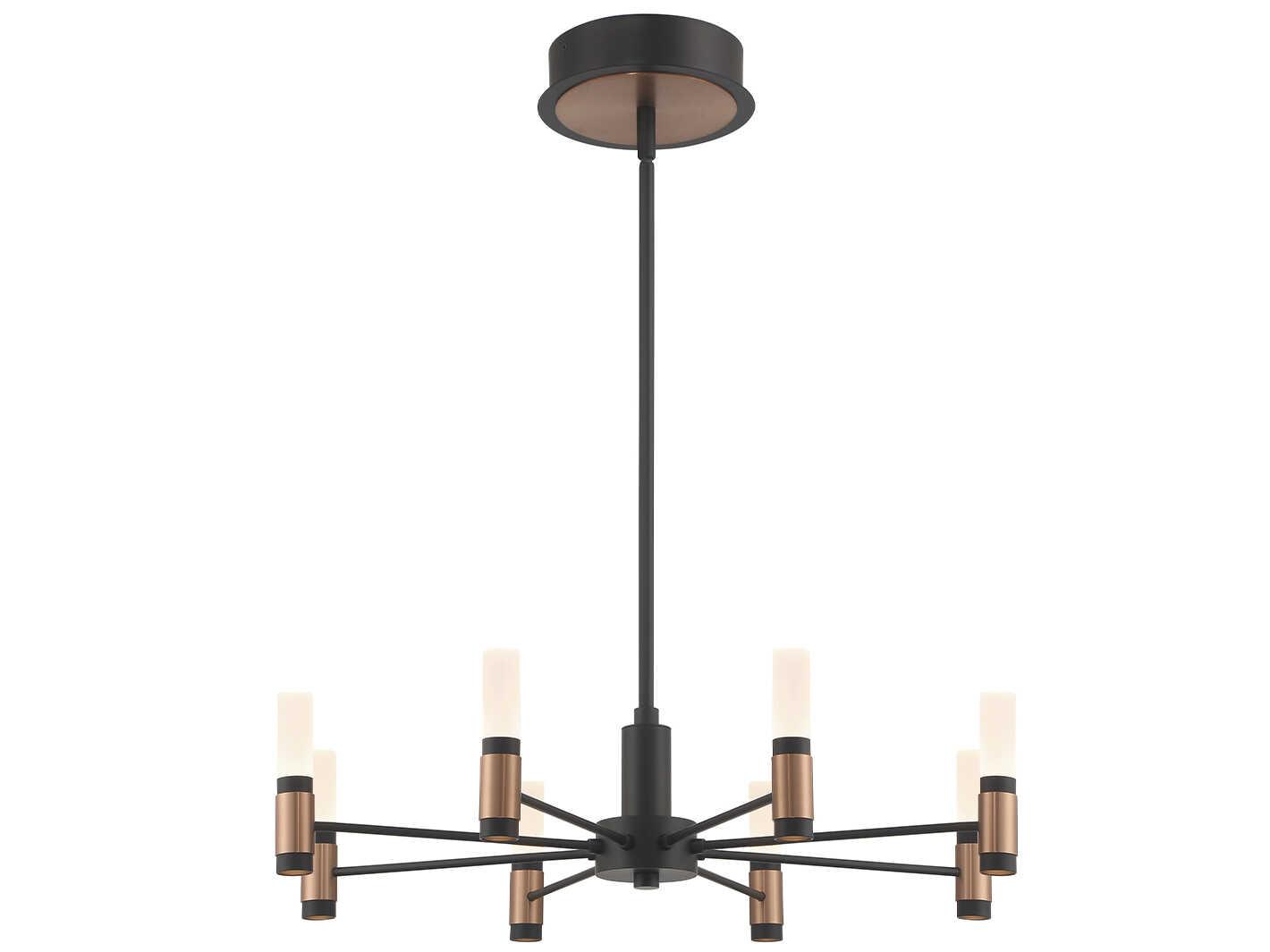 Eurofase Albany 8-Light Black Brass LED Cylinder Chandelier