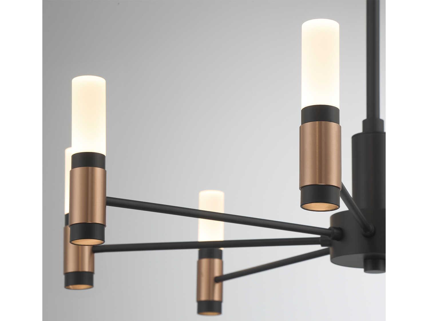Eurofase Albany 8-Light Black Brass LED Cylinder Chandelier