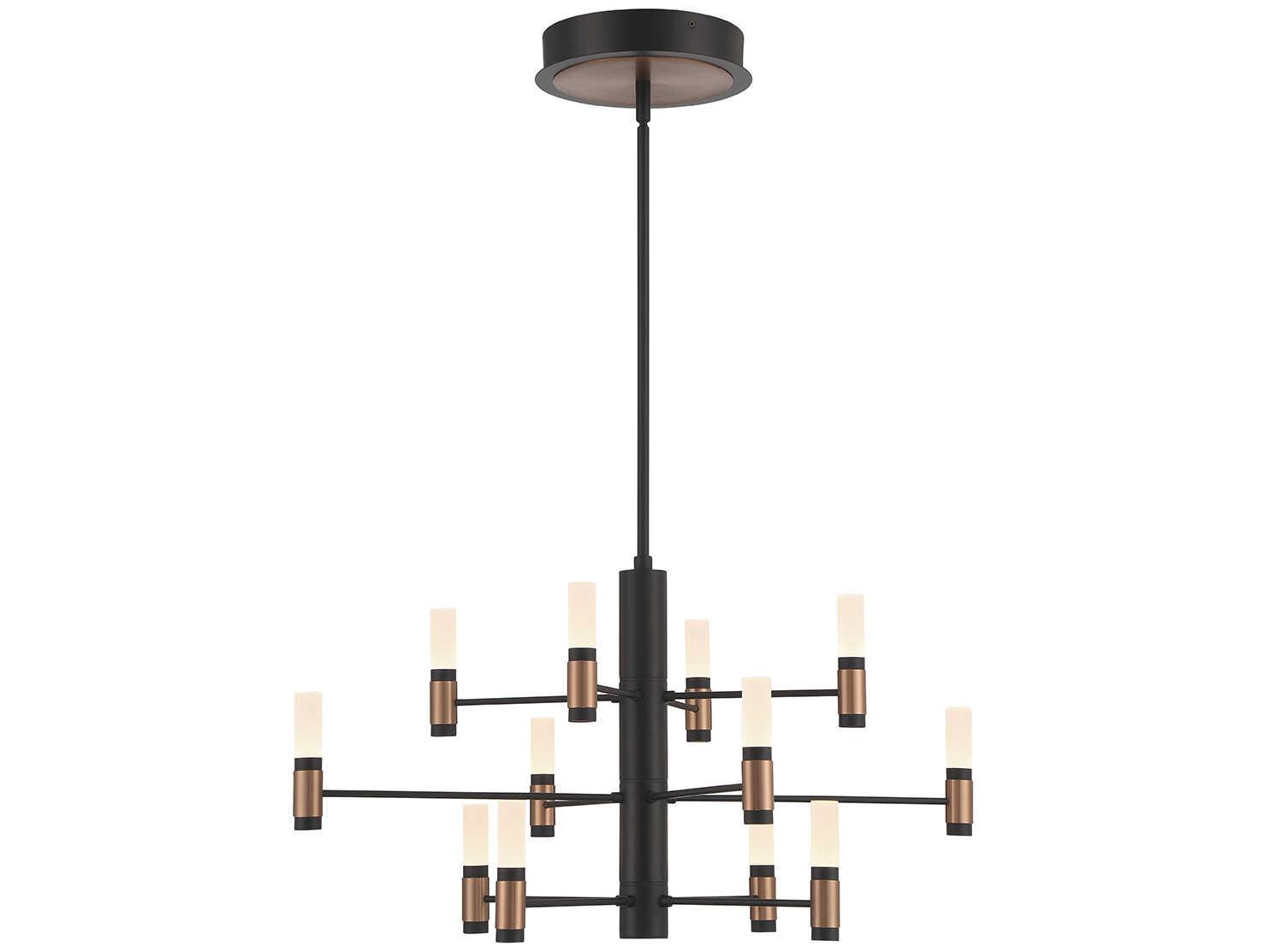 Eurofase Albany 12-Light Black Brass LED Cylinder Chandelier