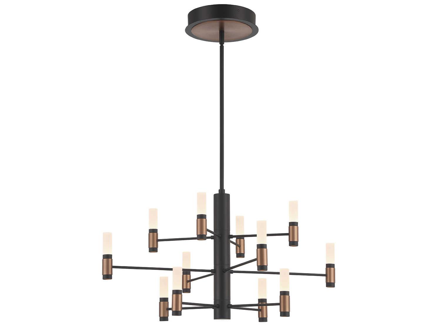 Eurofase Albany 12-Light Black Brass LED Cylinder Chandelier
