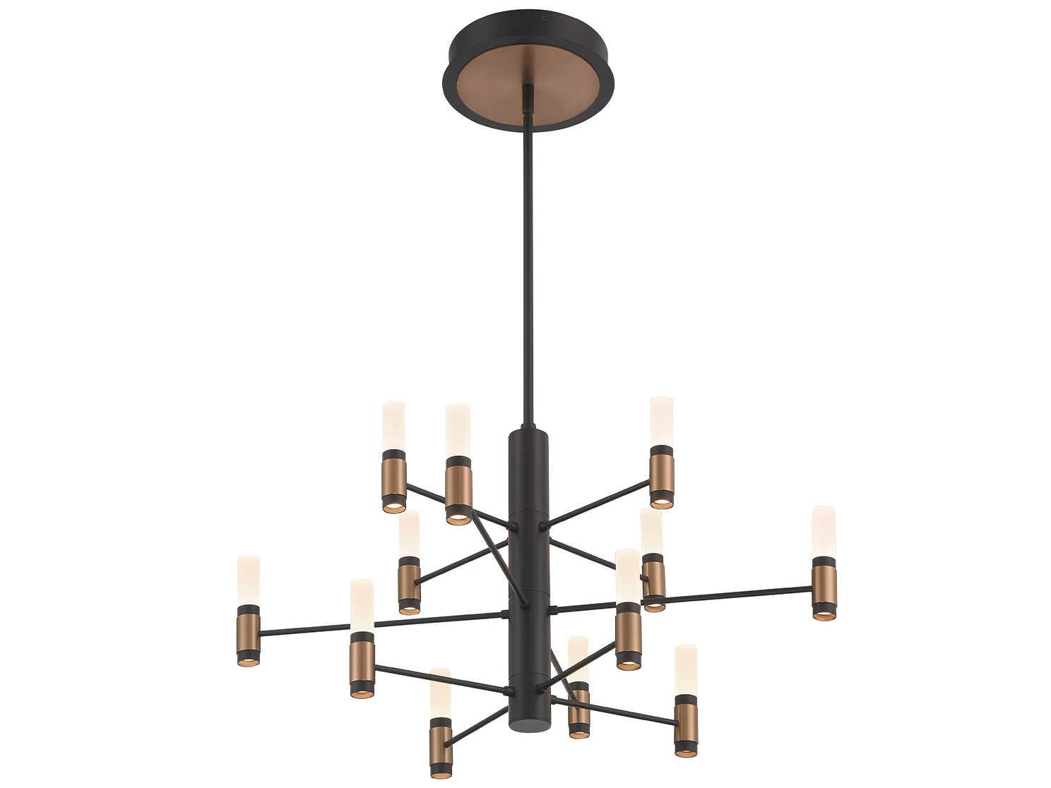 Eurofase Albany 12-Light Black Brass LED Cylinder Chandelier