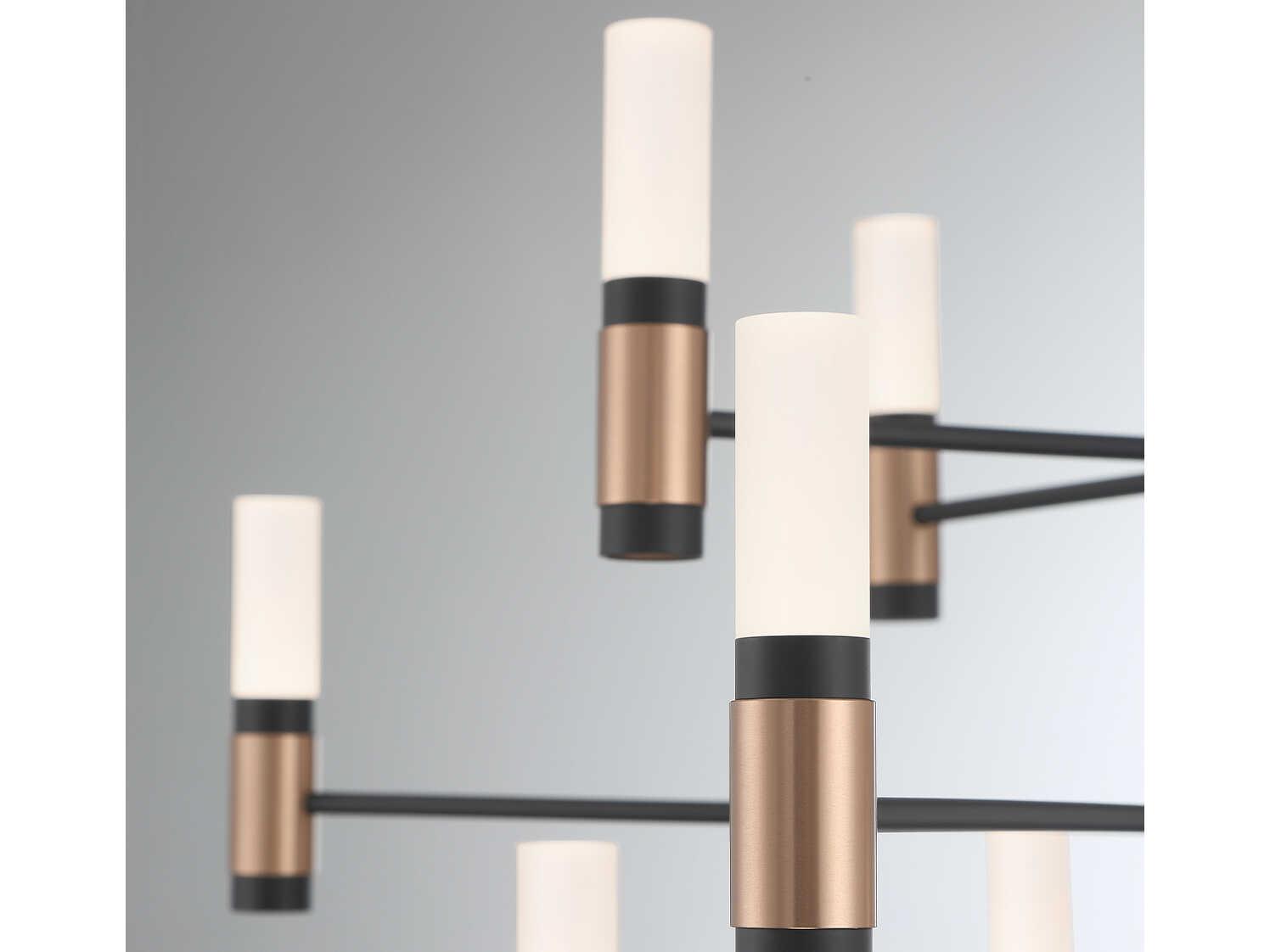 Eurofase Albany 12-Light Black Brass LED Cylinder Chandelier