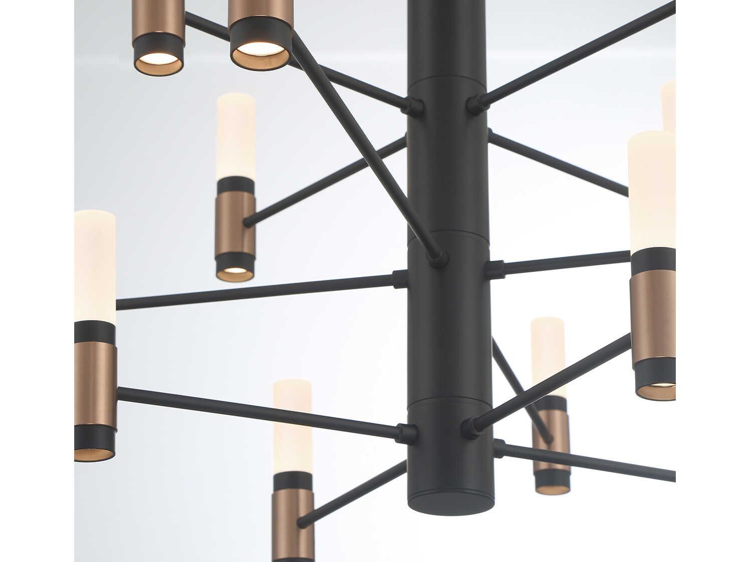 Eurofase Albany 12-Light Black Brass LED Cylinder Chandelier