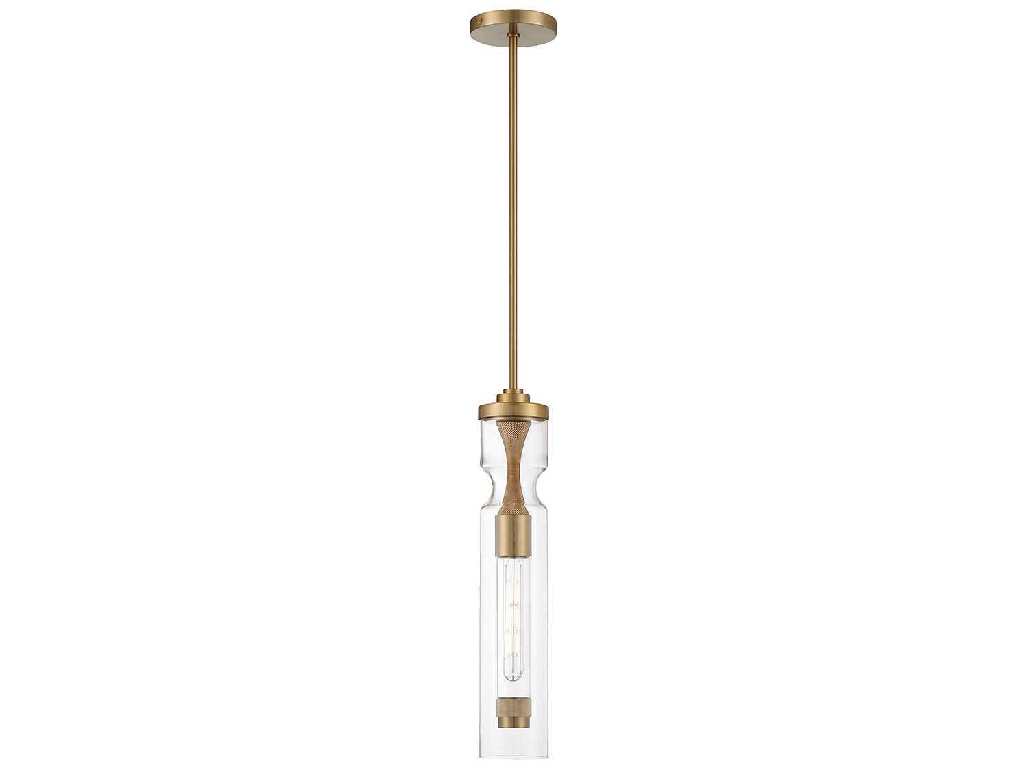 Eurofase Mistero 1-Light Brushed Gold Glass LED Cylinder Mini Pendant