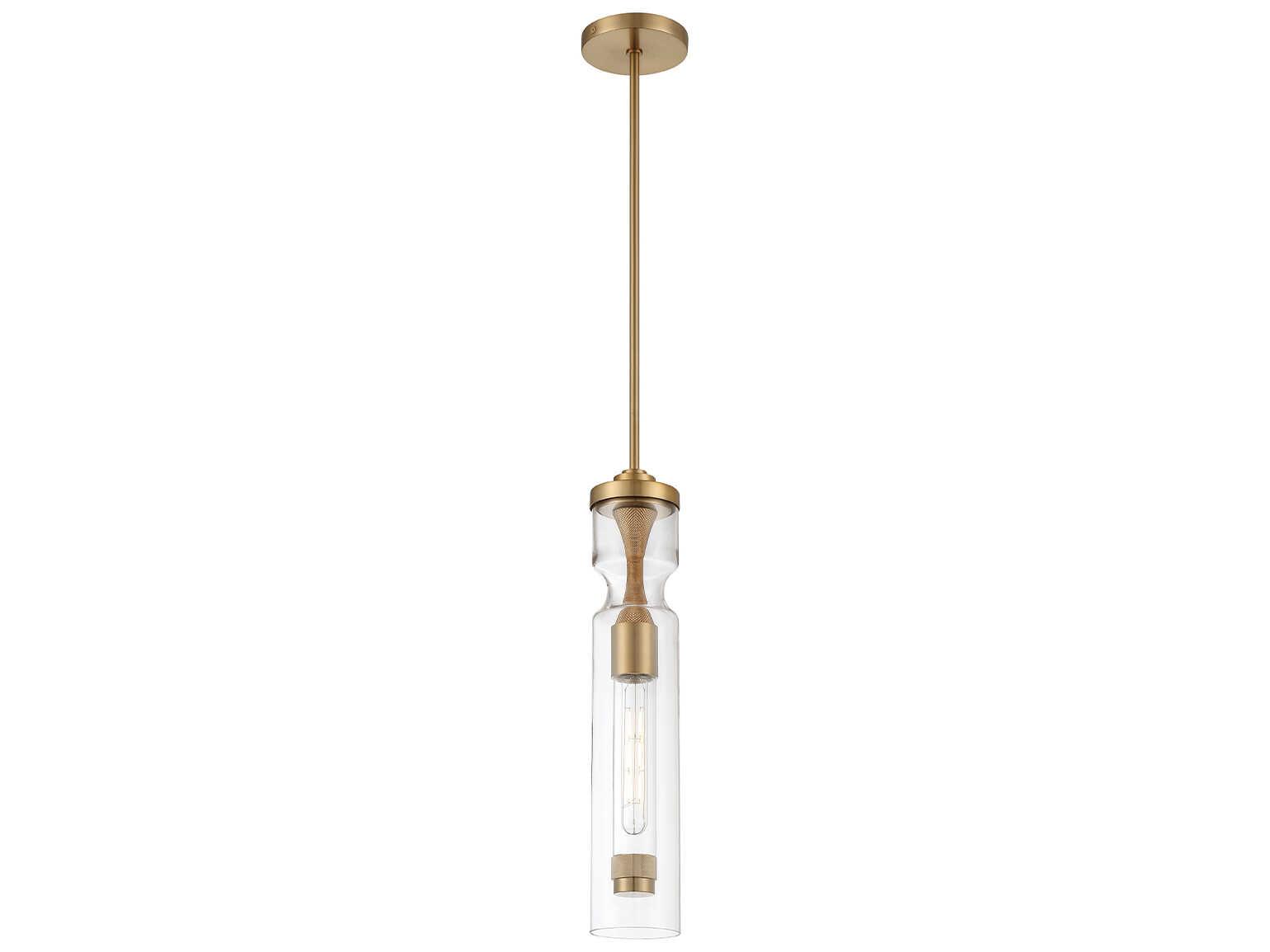 Eurofase Mistero 1-Light Brushed Gold Glass LED Cylinder Mini Pendant