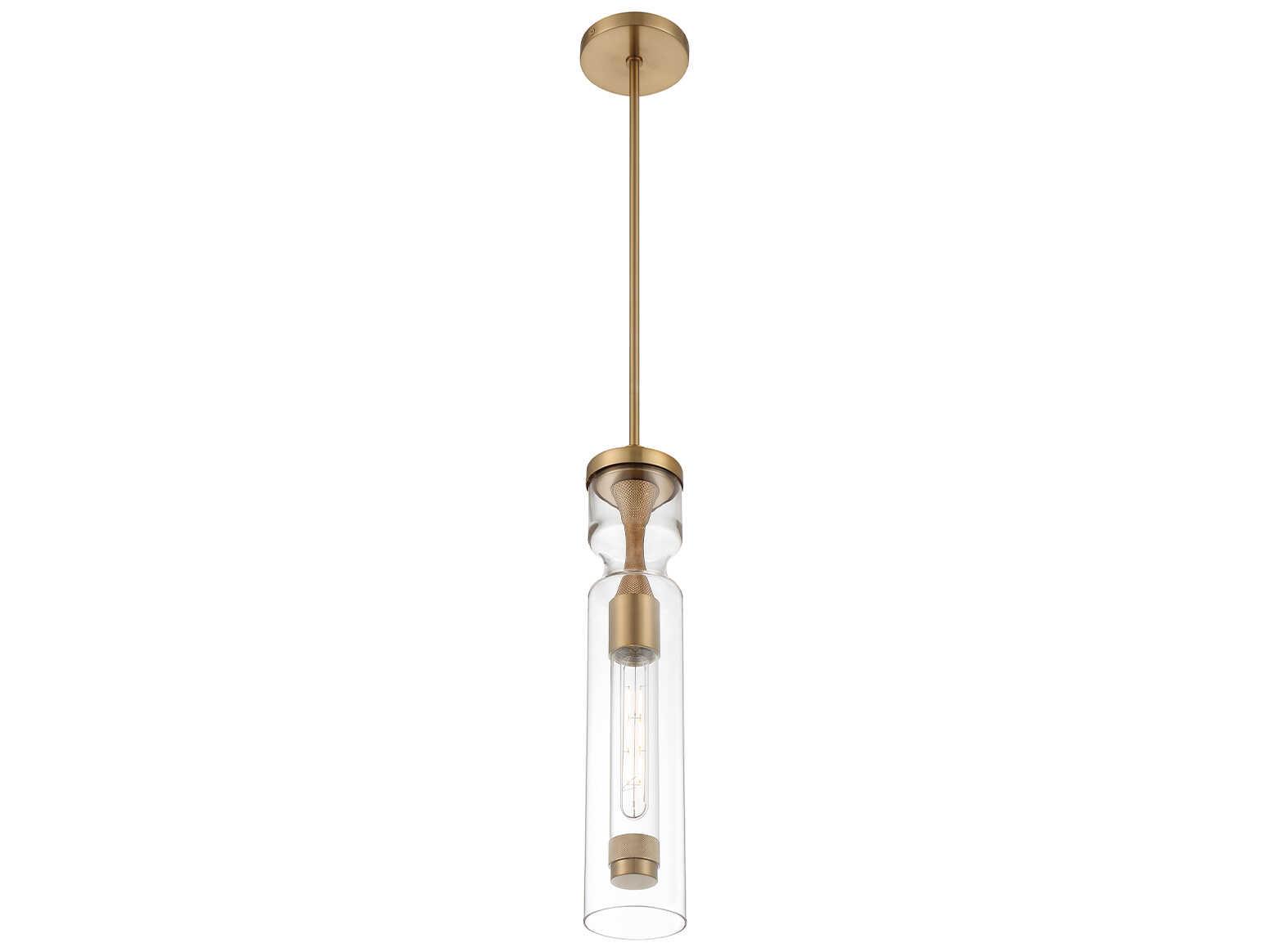 Eurofase Mistero 1-Light Brushed Gold Glass LED Cylinder Mini Pendant