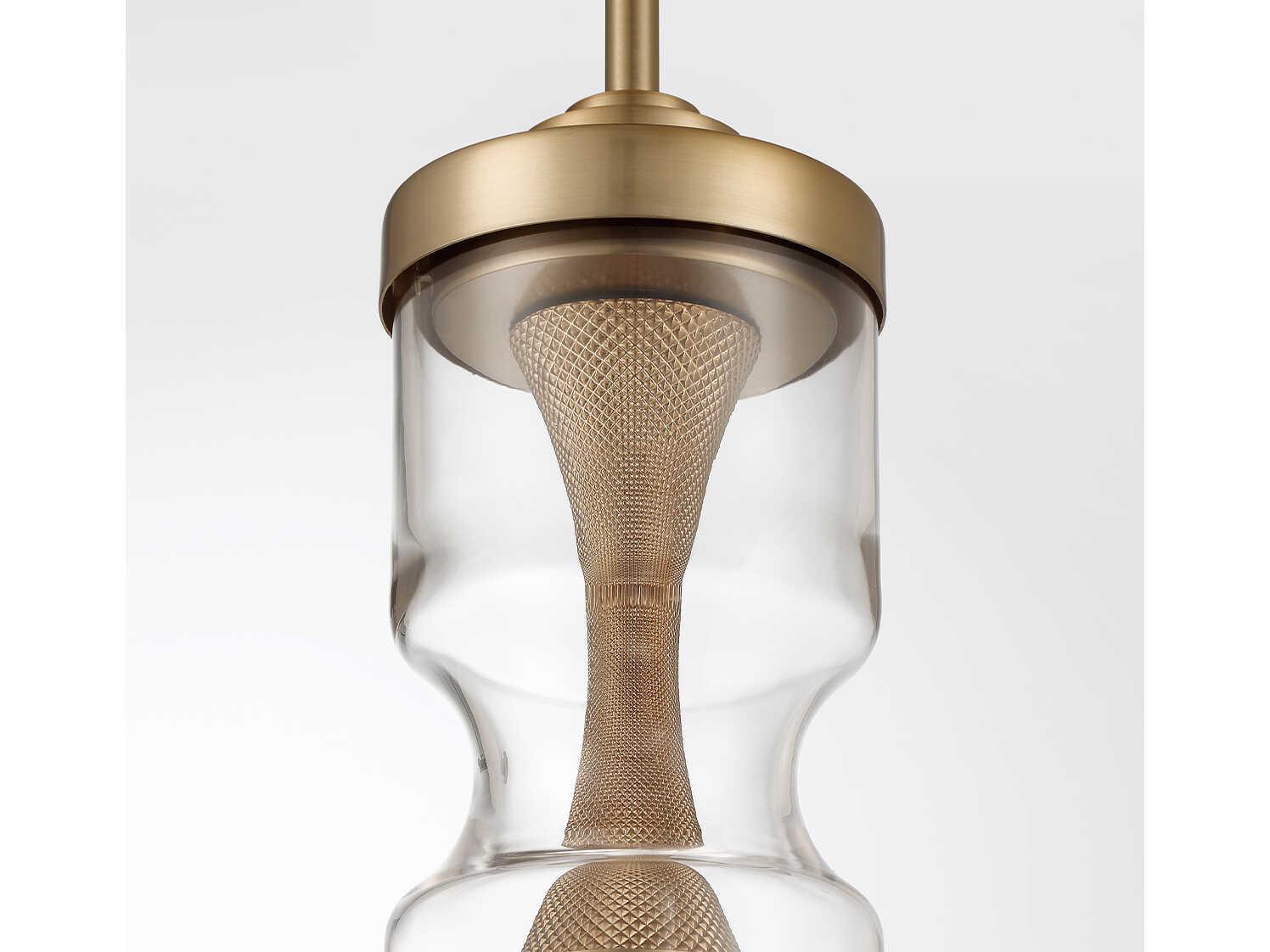 Eurofase Mistero 1-Light Brushed Gold Glass LED Cylinder Mini Pendant