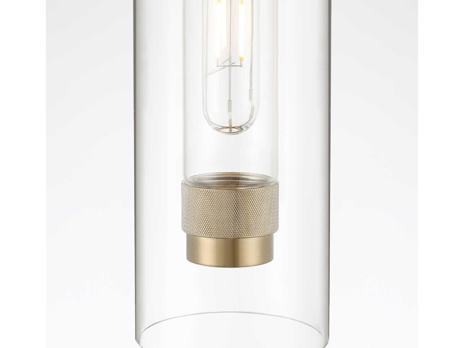 Eurofase Mistero 1-Light Brushed Gold Glass LED Cylinder Mini Pendant