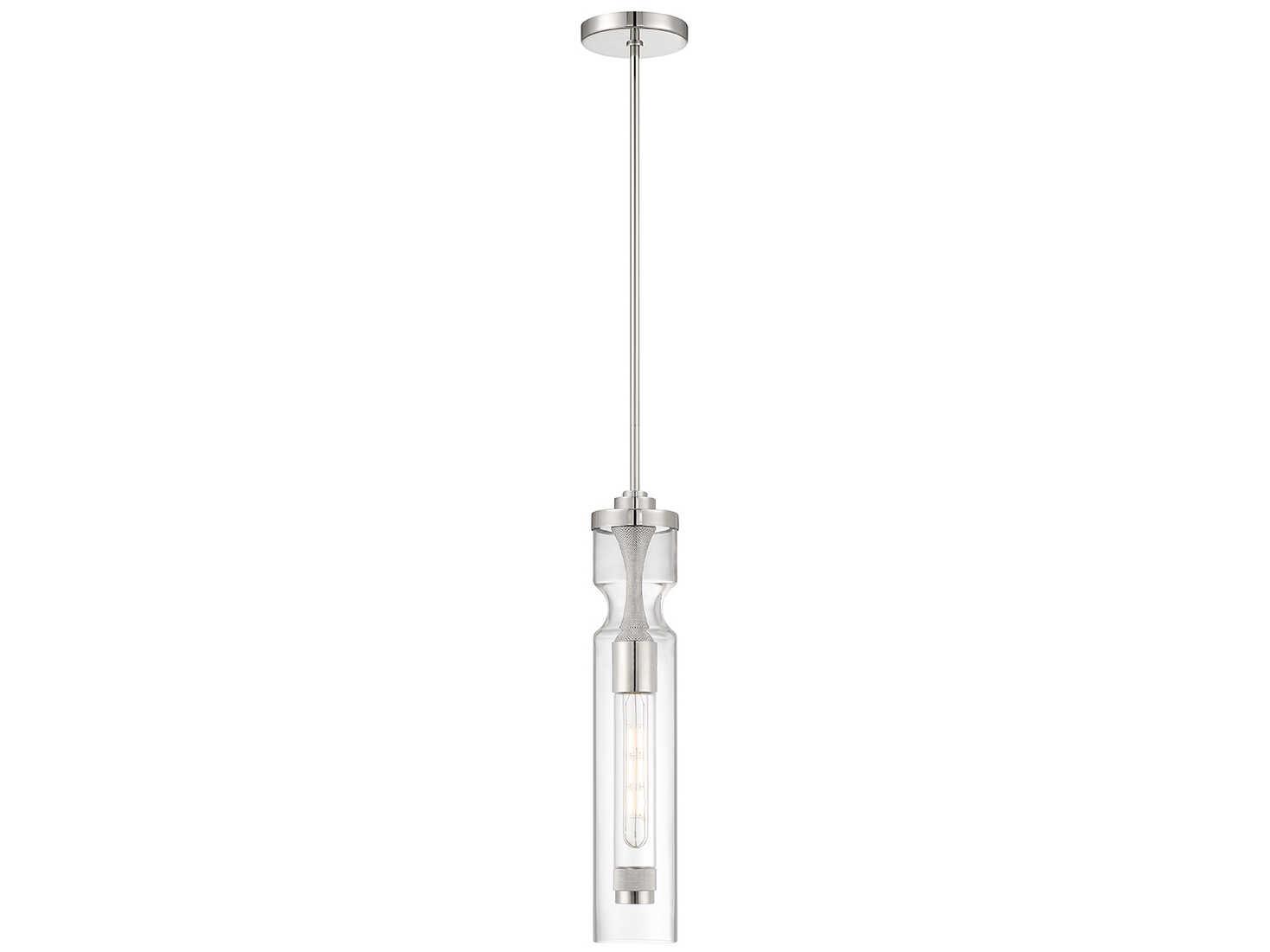 Eurofase Mistero 1-Light Nickel Glass LED Cylinder Mini Pendant