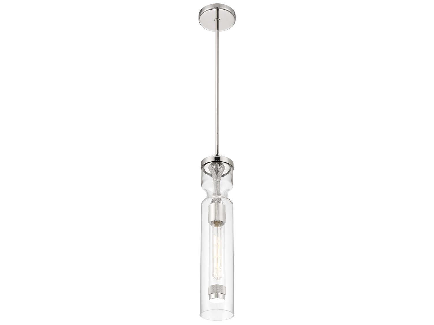 Eurofase Mistero 1-Light Nickel Glass LED Cylinder Mini Pendant