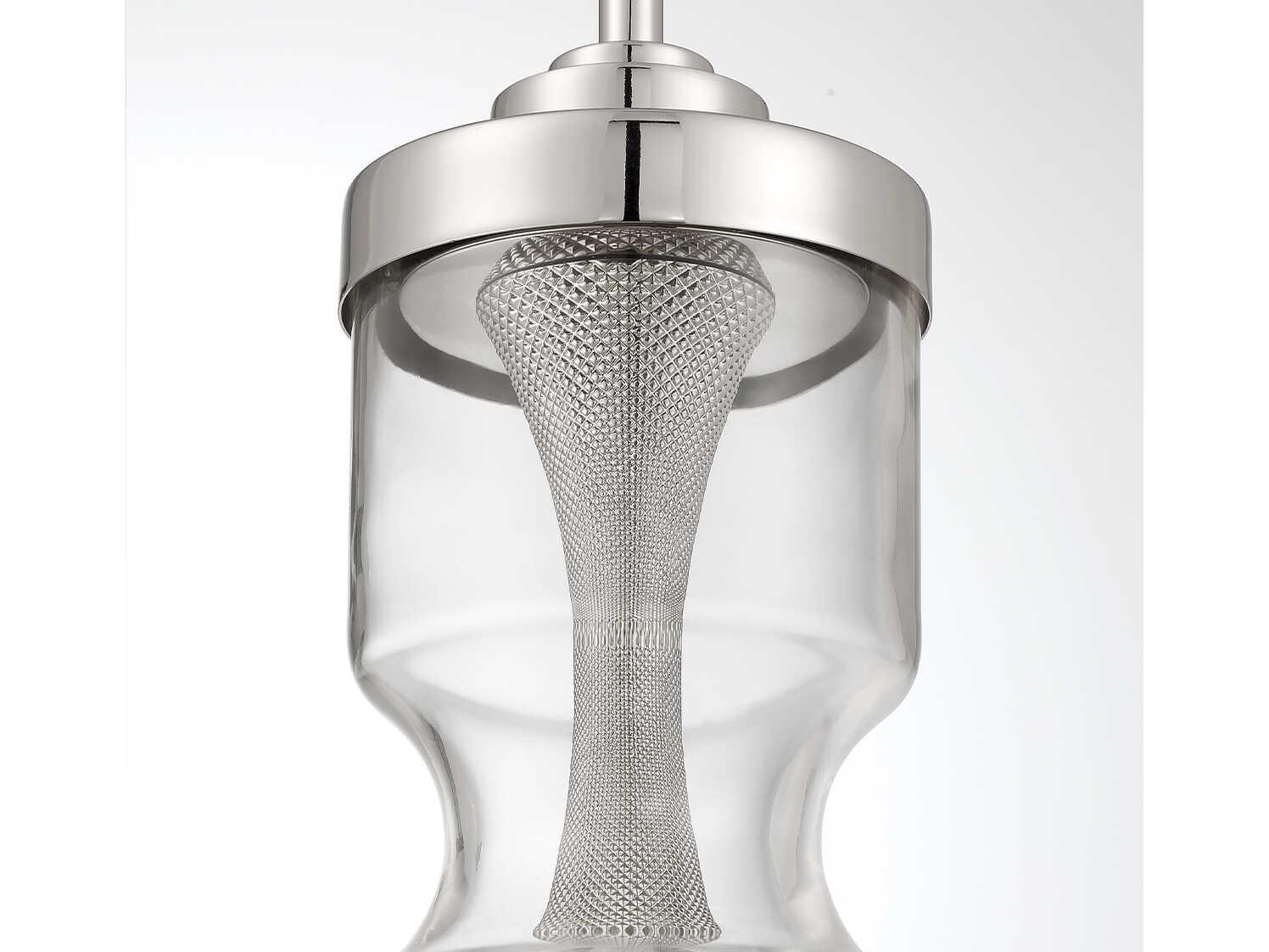 Eurofase Mistero 1-Light Nickel Glass LED Cylinder Mini Pendant