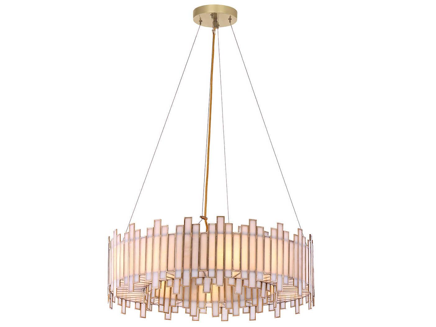 Eurofase Birla 8-Light Brass Glass Geometric Round Pendant