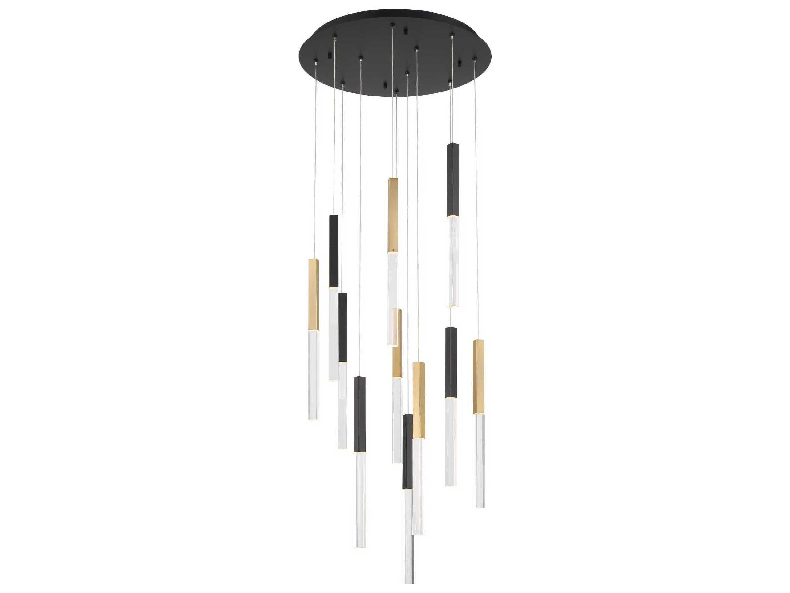 Eurofase Benicio 11-Light Gold Black Geometric Linear Pendant
