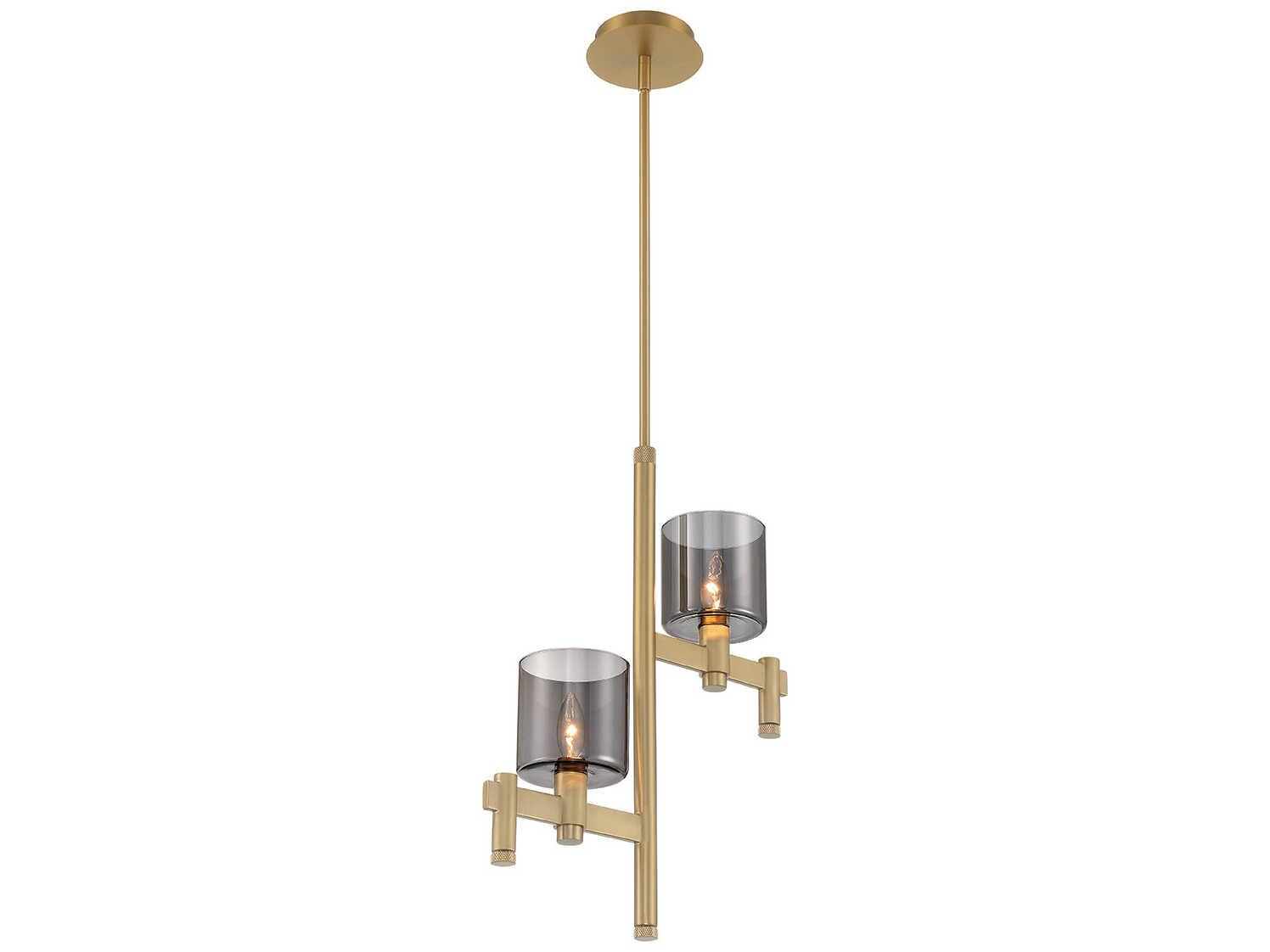 Eurofase Decato 2-Light Brushed Gold Glass Cylinder Pendant