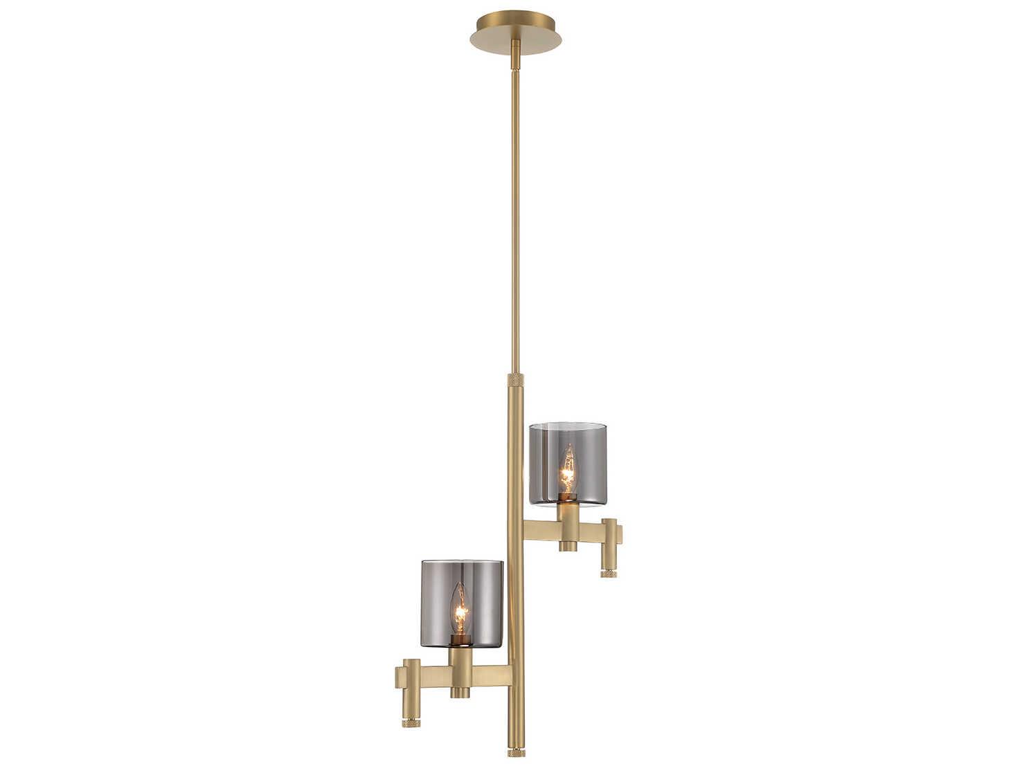 Eurofase Decato 2-Light Brushed Gold Glass Cylinder Pendant