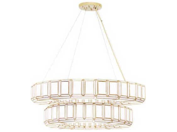 Eurofase Belmont 28-Light Brass Geometric Tiered Chandelier