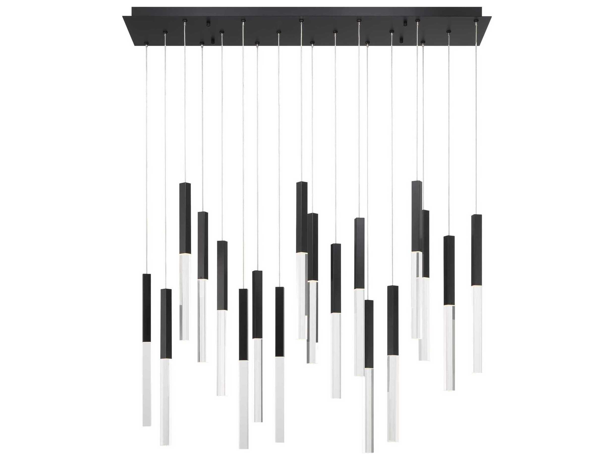 Eurofase Benicio 18-Light Black Geometric Linear Island Pendant
