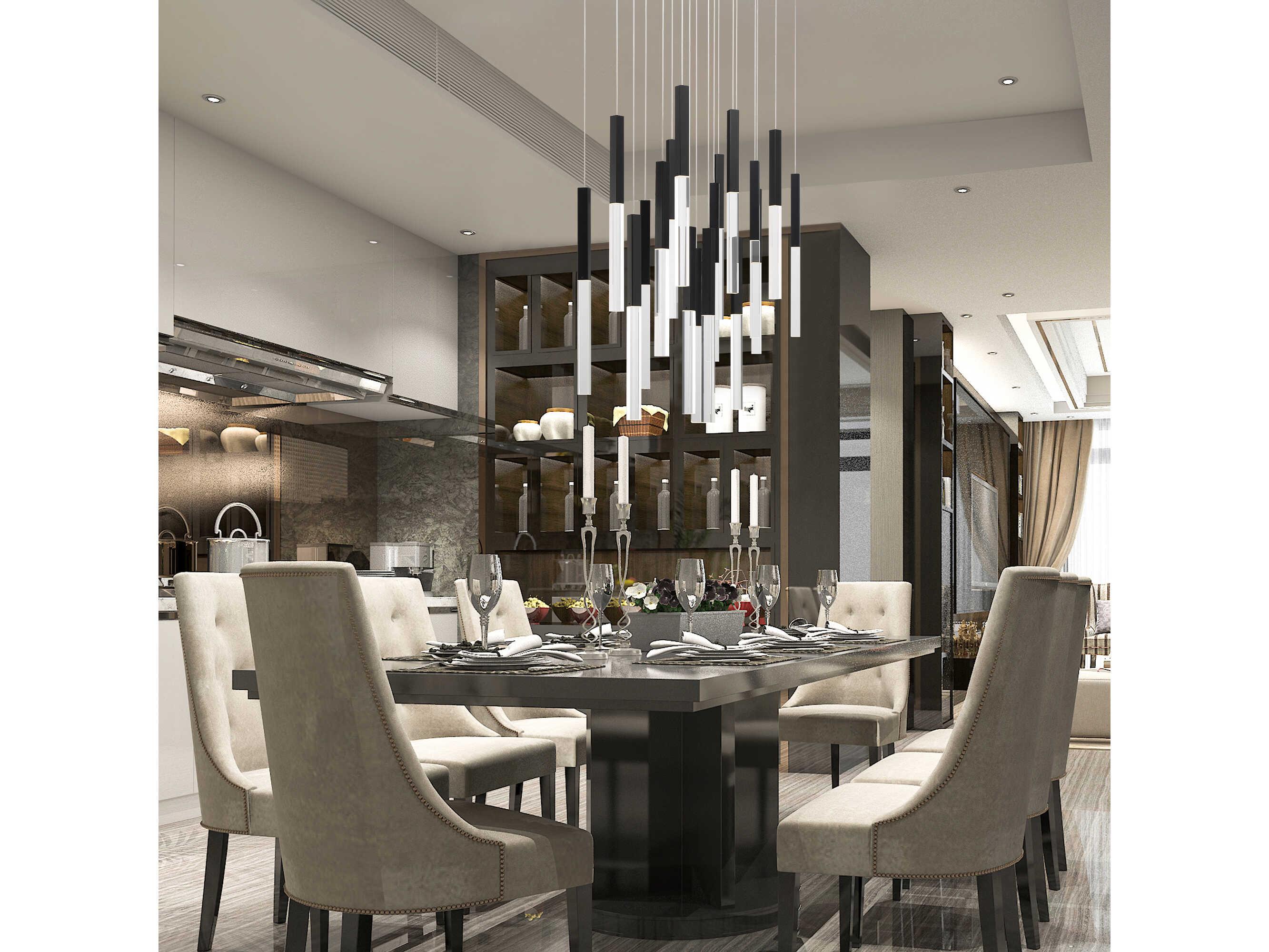 Eurofase Benicio 18-Light Black Geometric Linear Island Pendant