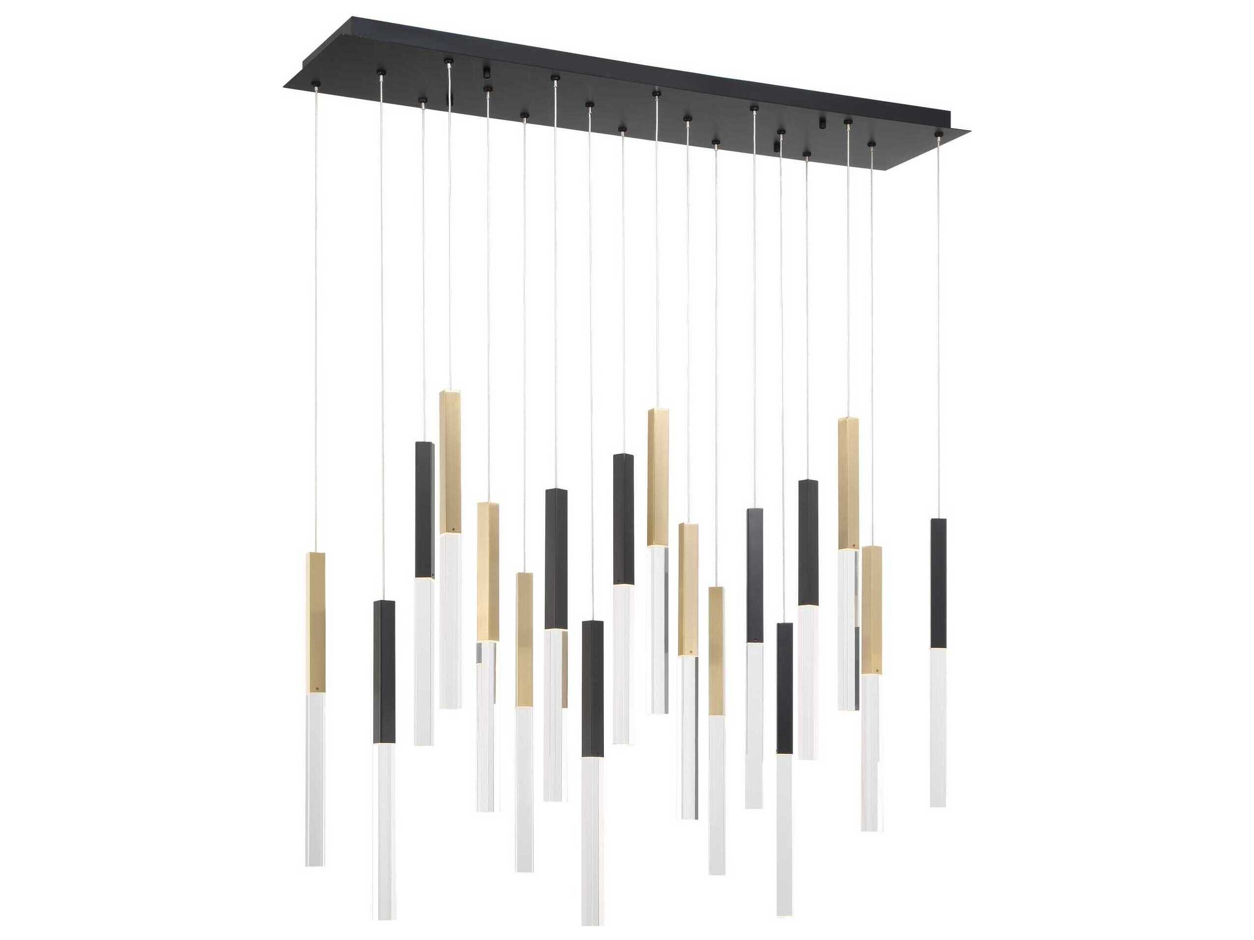 Eurofase Benicio 18-Light Gold Black Geometric Linear Island Pendant