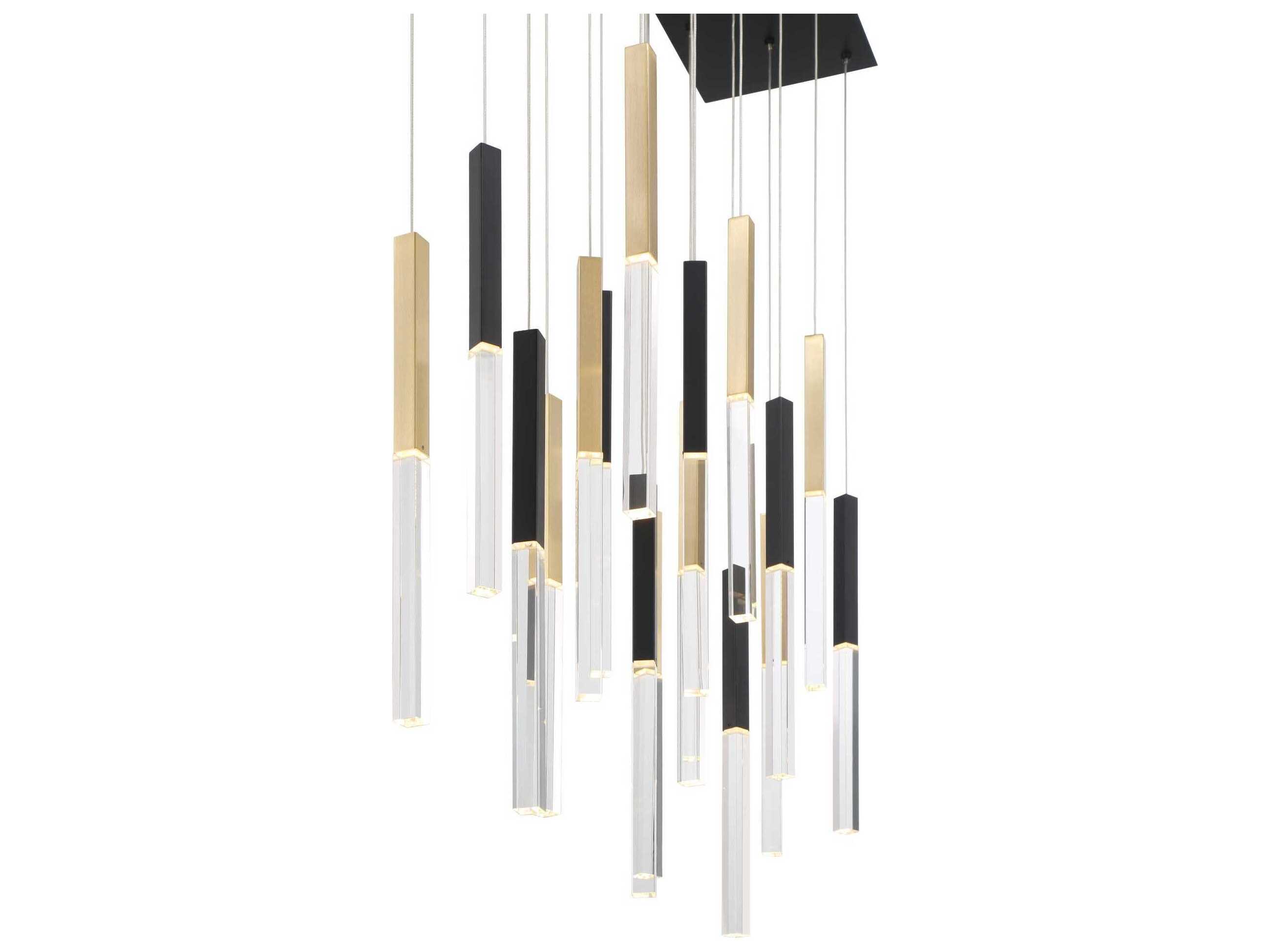 Eurofase Benicio 18-Light Gold Black Geometric Linear Island Pendant