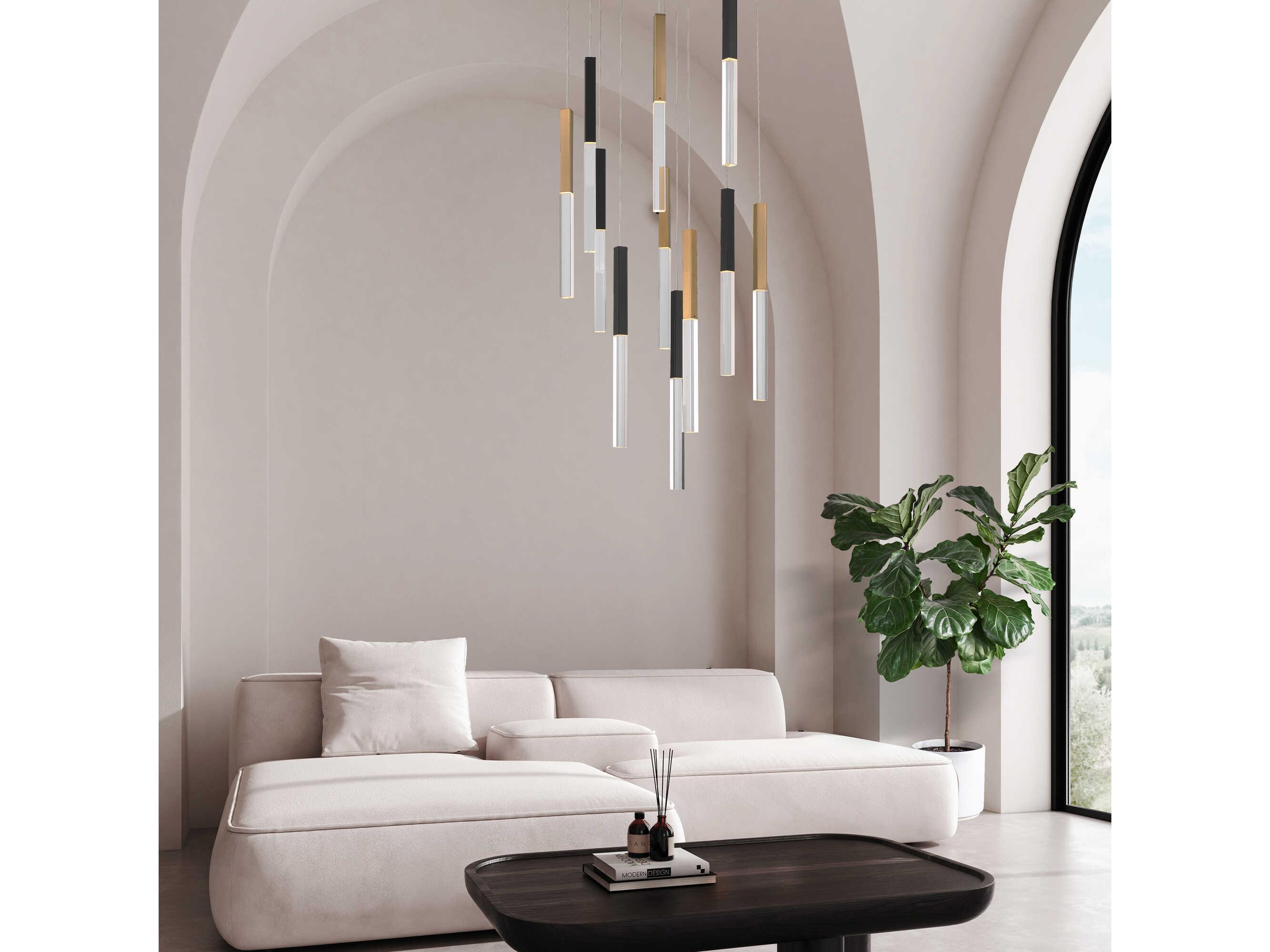 Eurofase Benicio 18-Light Gold Black Geometric Linear Island Pendant