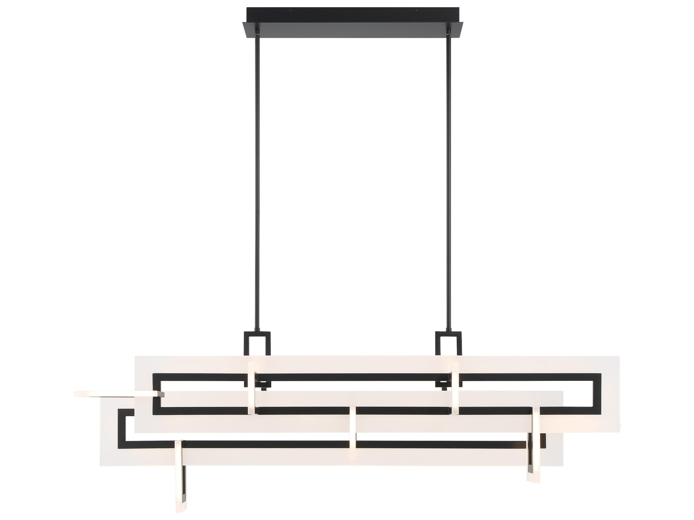 Eurofase Inizio 1-Light Black Geometric Linear Island Pendant